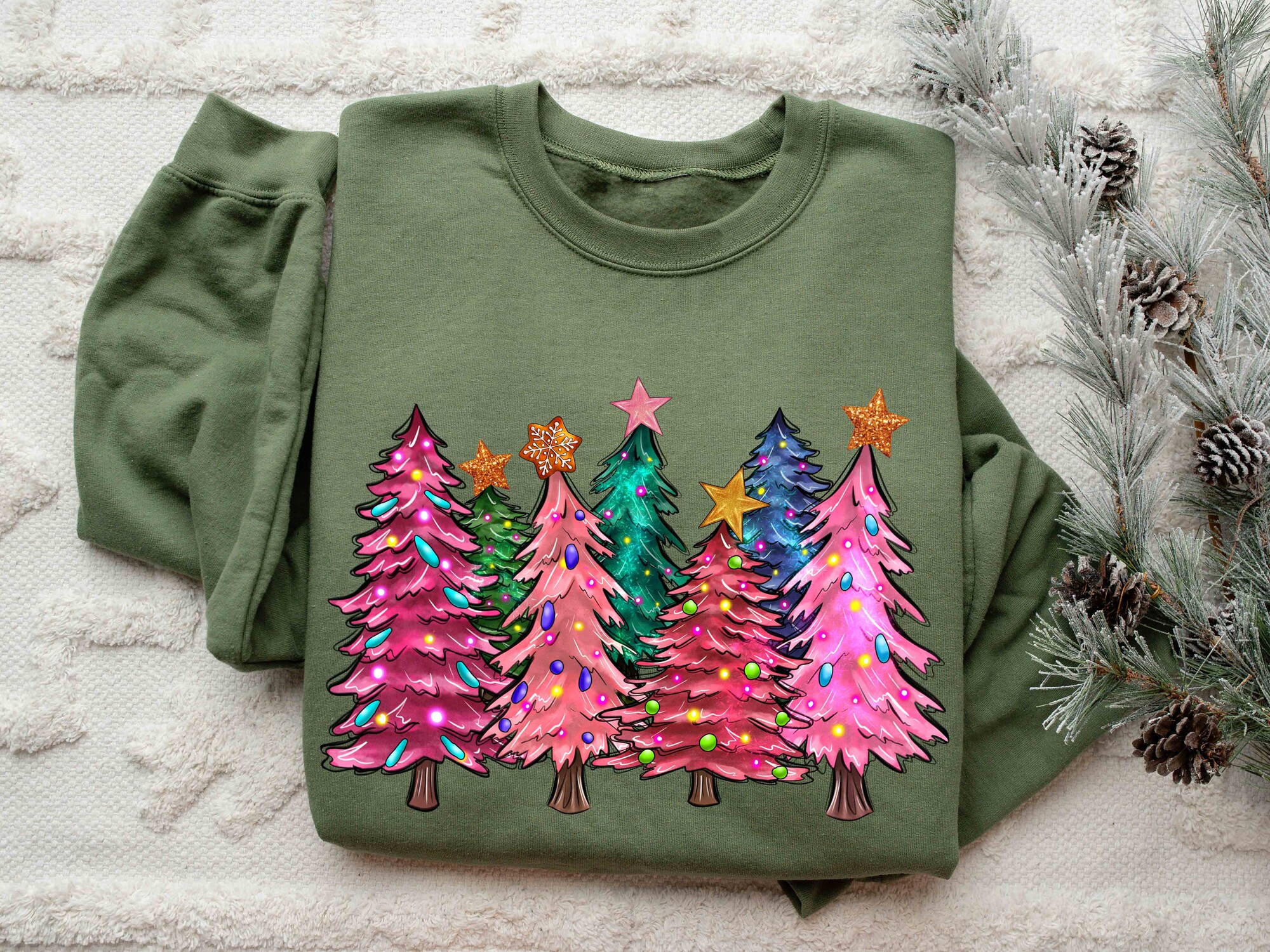 Christmas Sweatshirt Christmas Sweater Crewneck Tree Holiday Winter Sweatshirt image 2