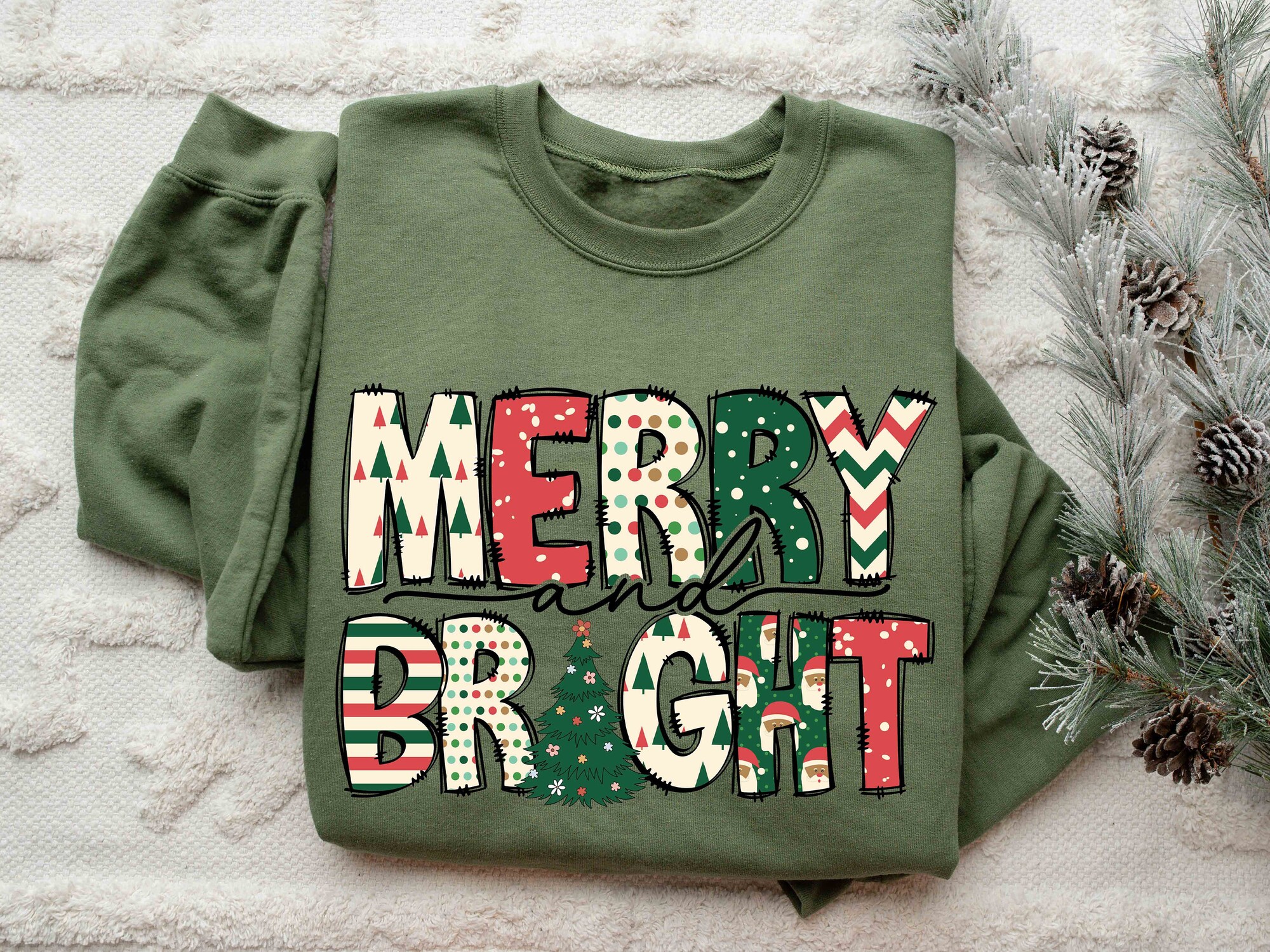 Merry and Bright Christmas Sweatshirt for Women image 1