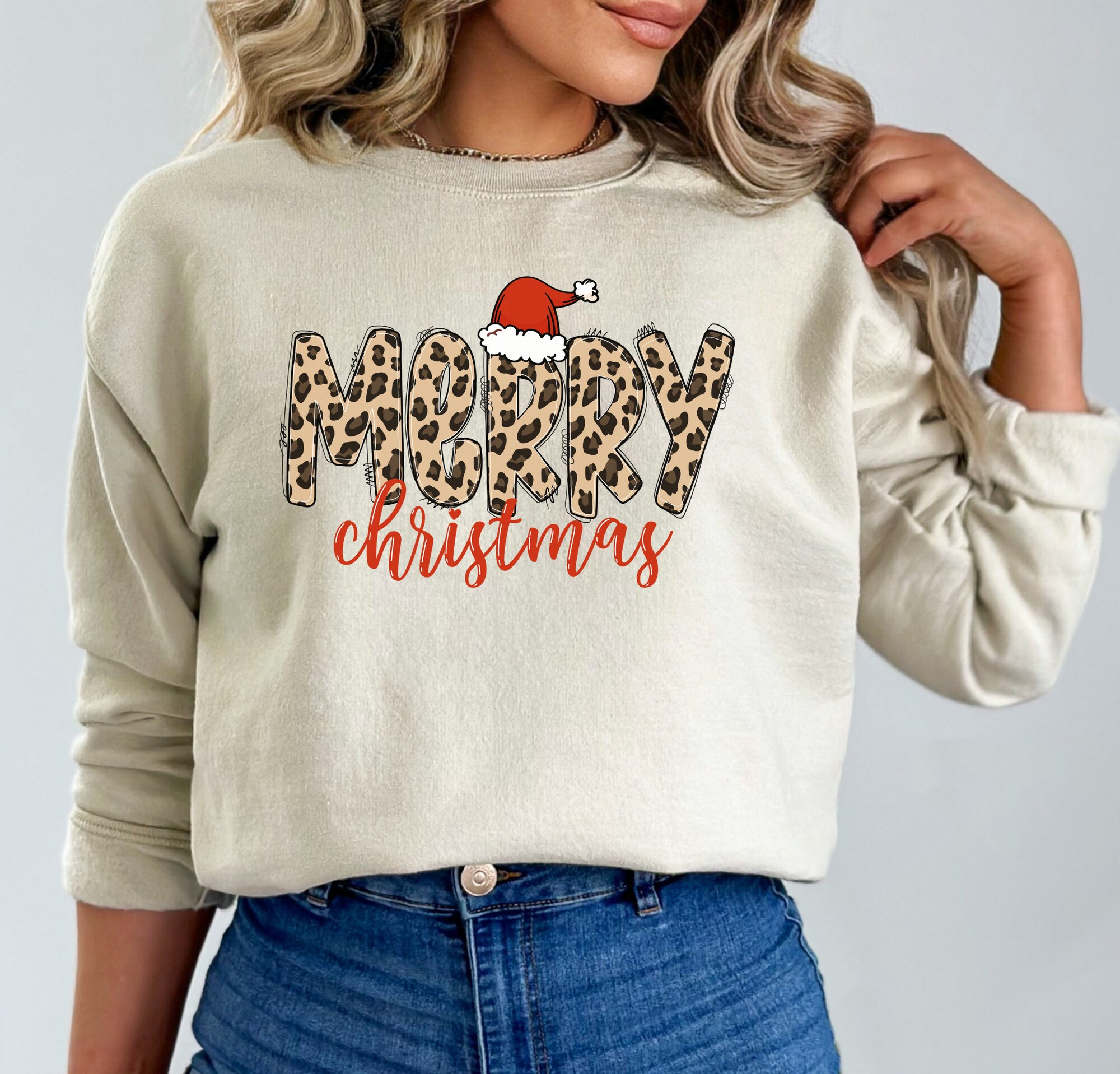 Leopard Christmas Sweatshirt: Cute Women's Tee & Mother's Gift image 2