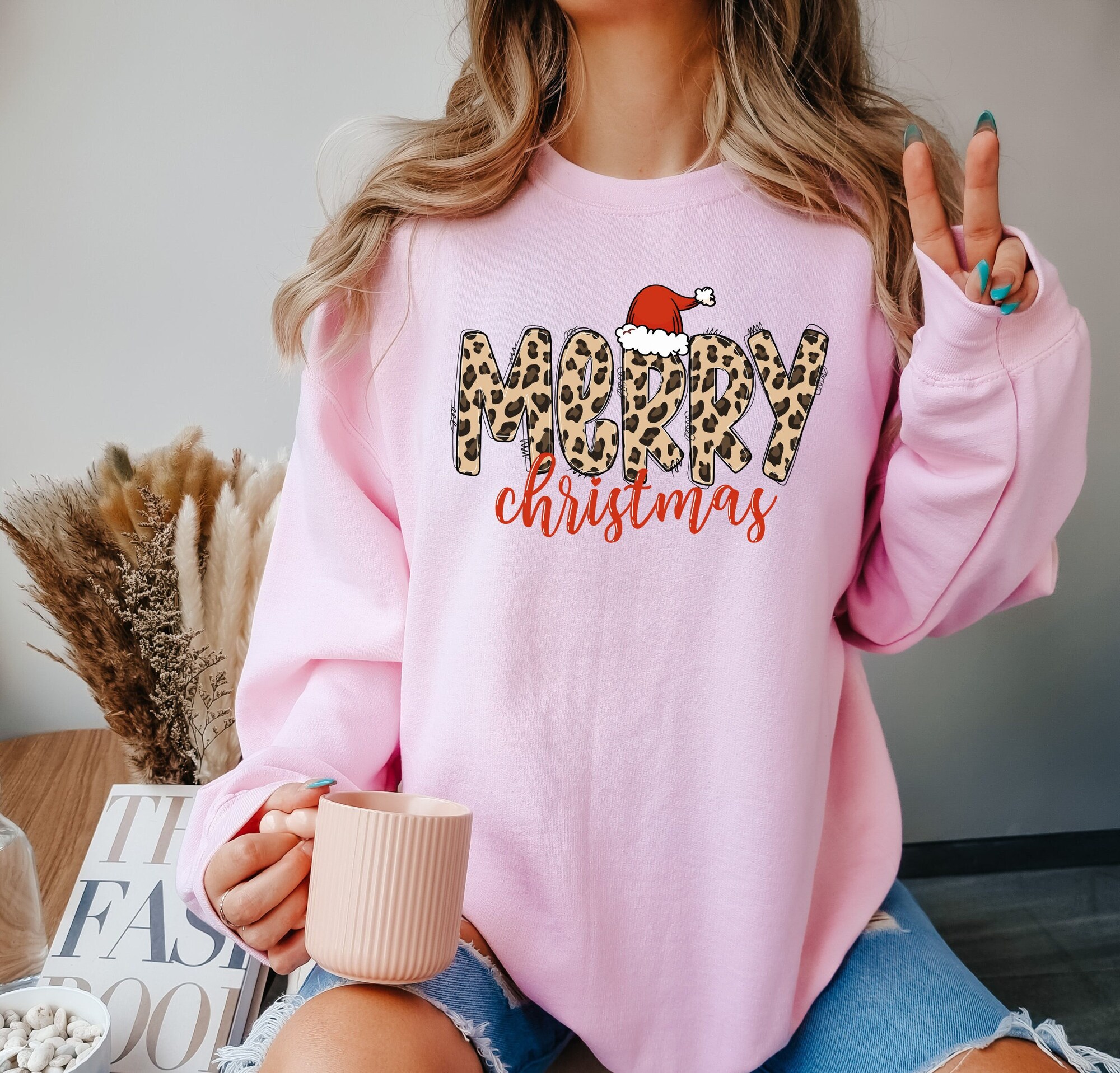 Leopard Christmas Sweatshirt: Cute Women's Tee & Mother's Gift image 1