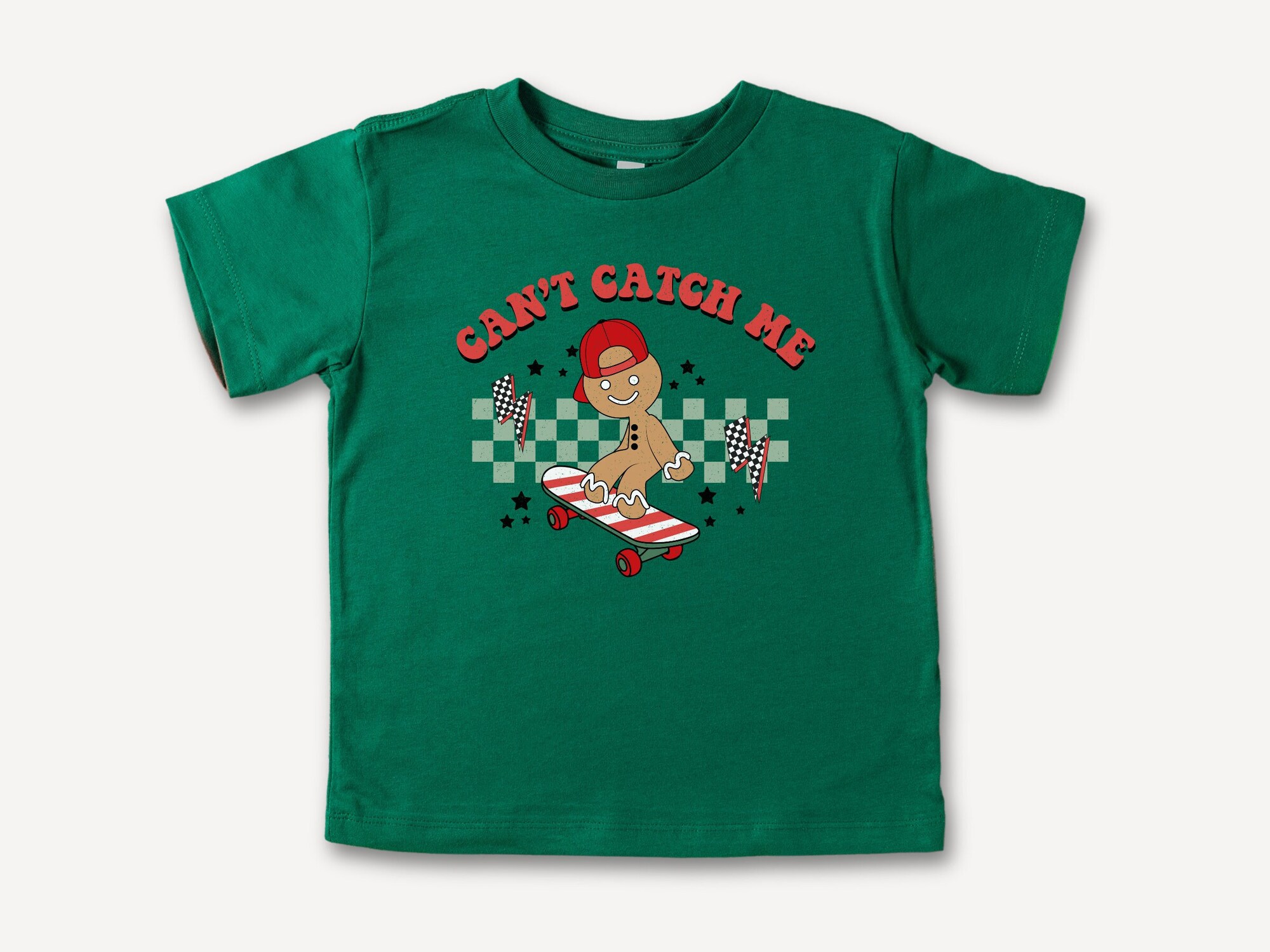 Can't Catch Me Gingerbread Toddler Christmas Shirt - Retro Holiday Gift image 1