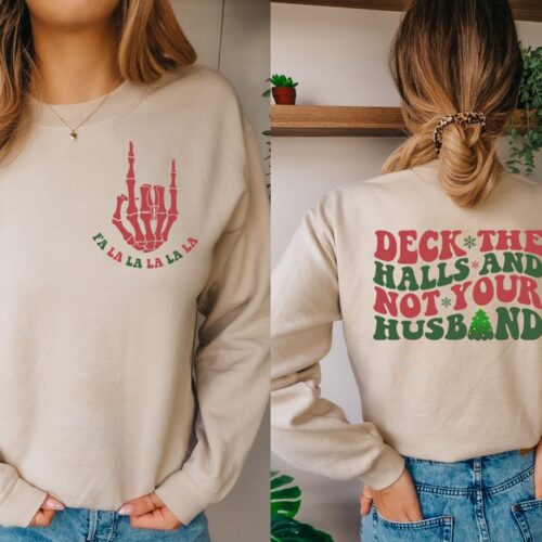 Deck the Halls Not Your Husband Shirt - Funny Christmas Tee image 0