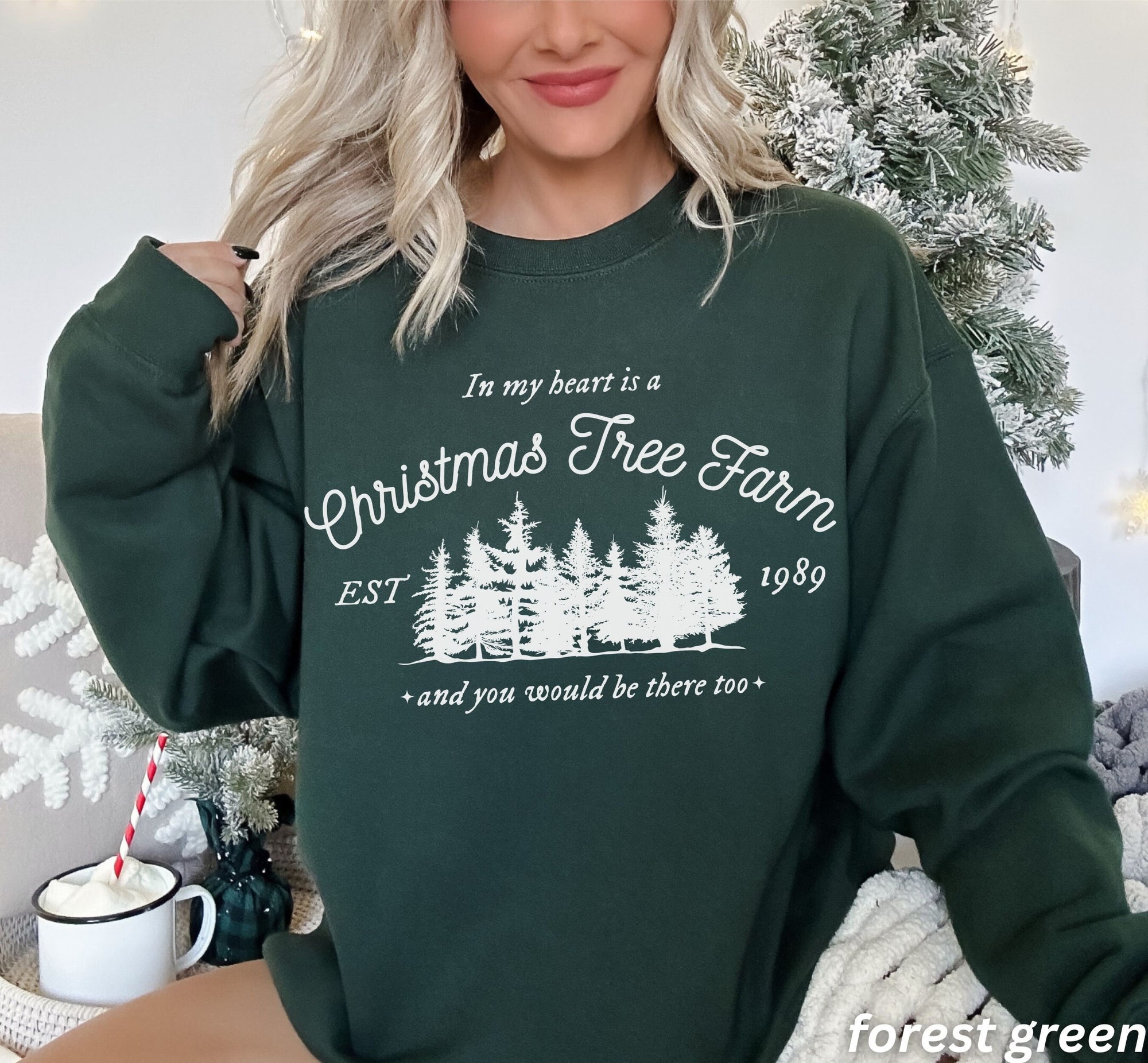 Vintage Christmas Tree Farm Sweatshirt: Cute Gift for Her & Daughter image 0