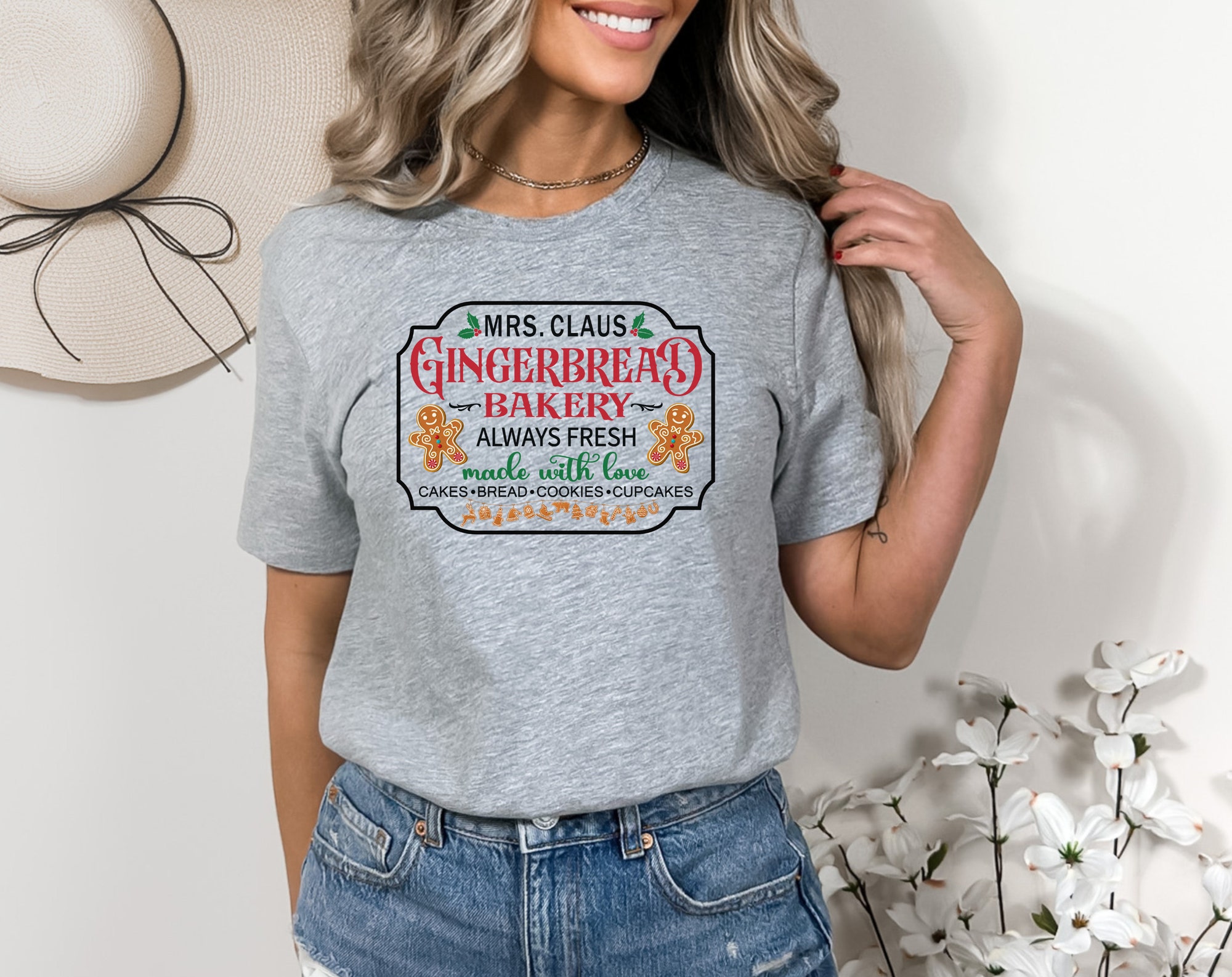 Mrs. Claus Gingerbread Christmas Shirt - Festive Bakery Design image 1