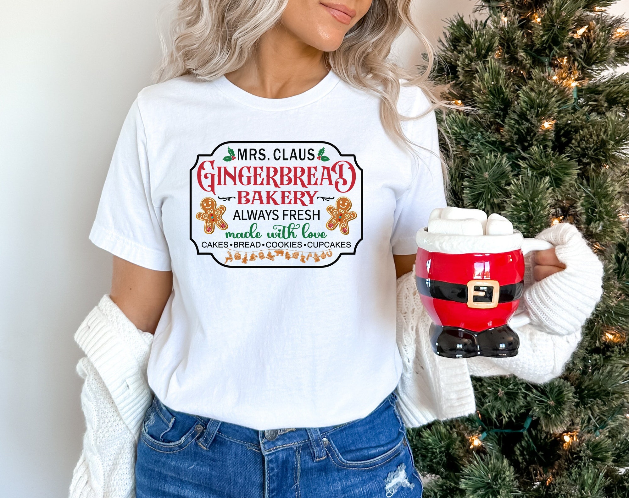 Mrs. Claus Gingerbread Christmas Shirt - Festive Bakery Design image 0