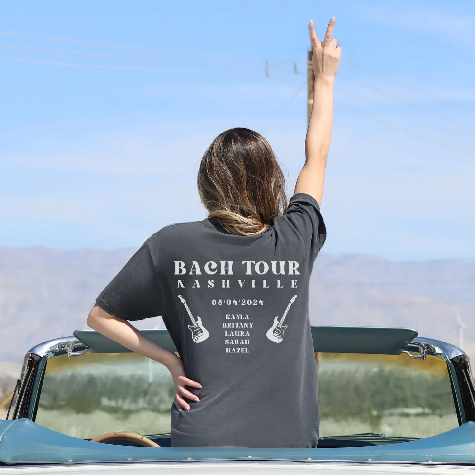 Bachelorette Tour: Custom Retro Bridal Tees & Oversized Shirts with Guitar image 2