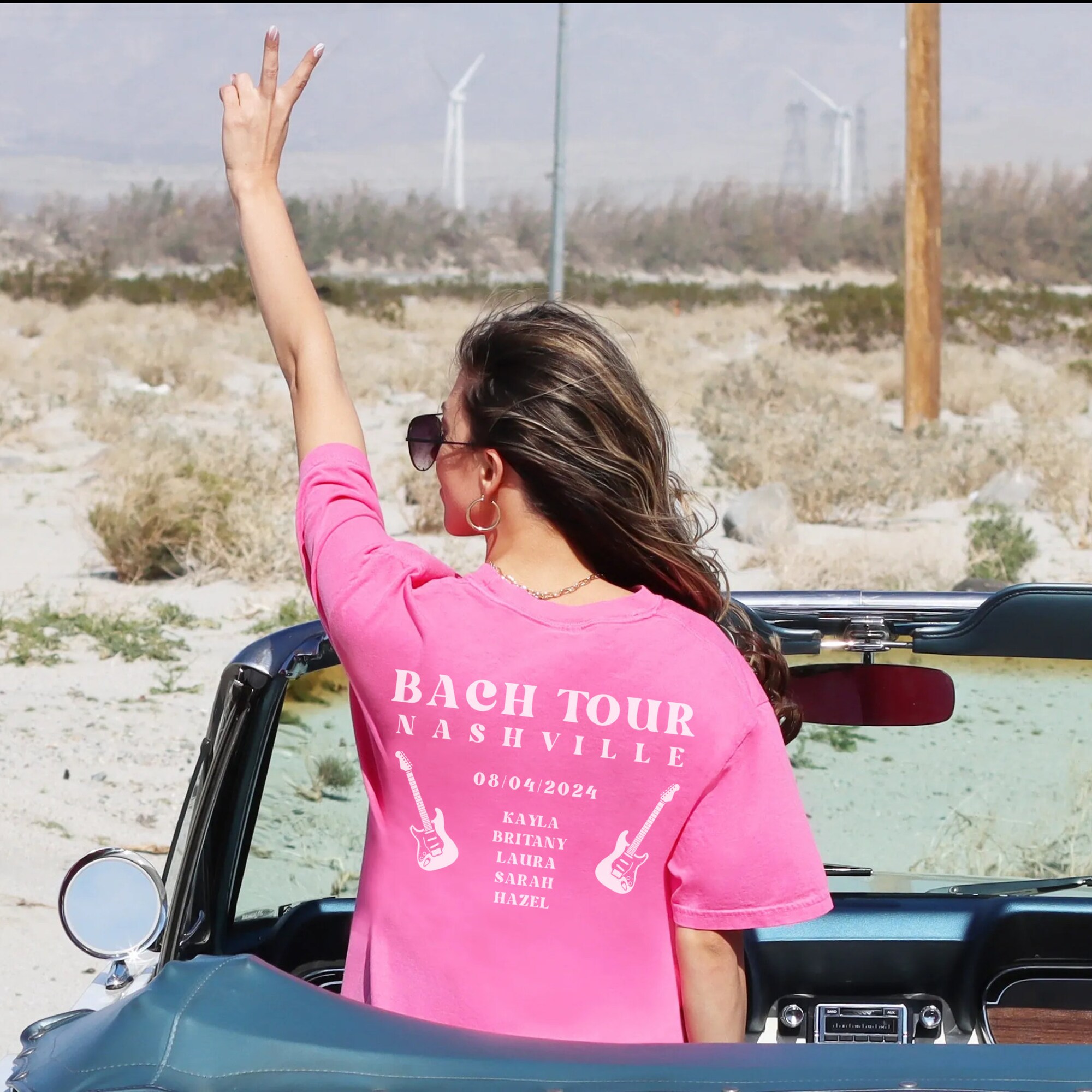 Bachelorette Tour: Custom Retro Bridal Tees & Oversized Shirts with Guitar image 6