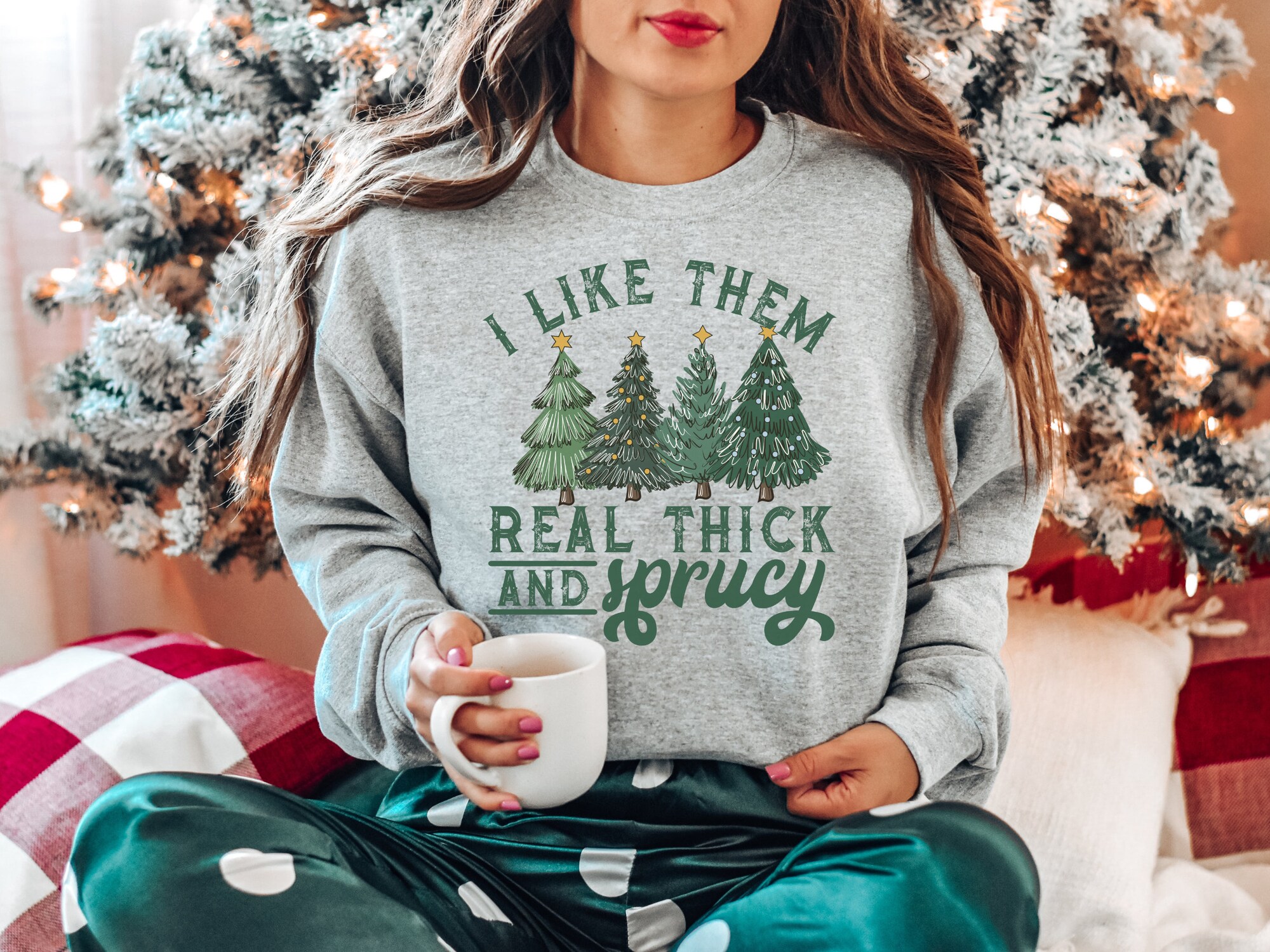 I Like Them Real Thick Sweatshirt - Funny Women's Christmas Gift image 2