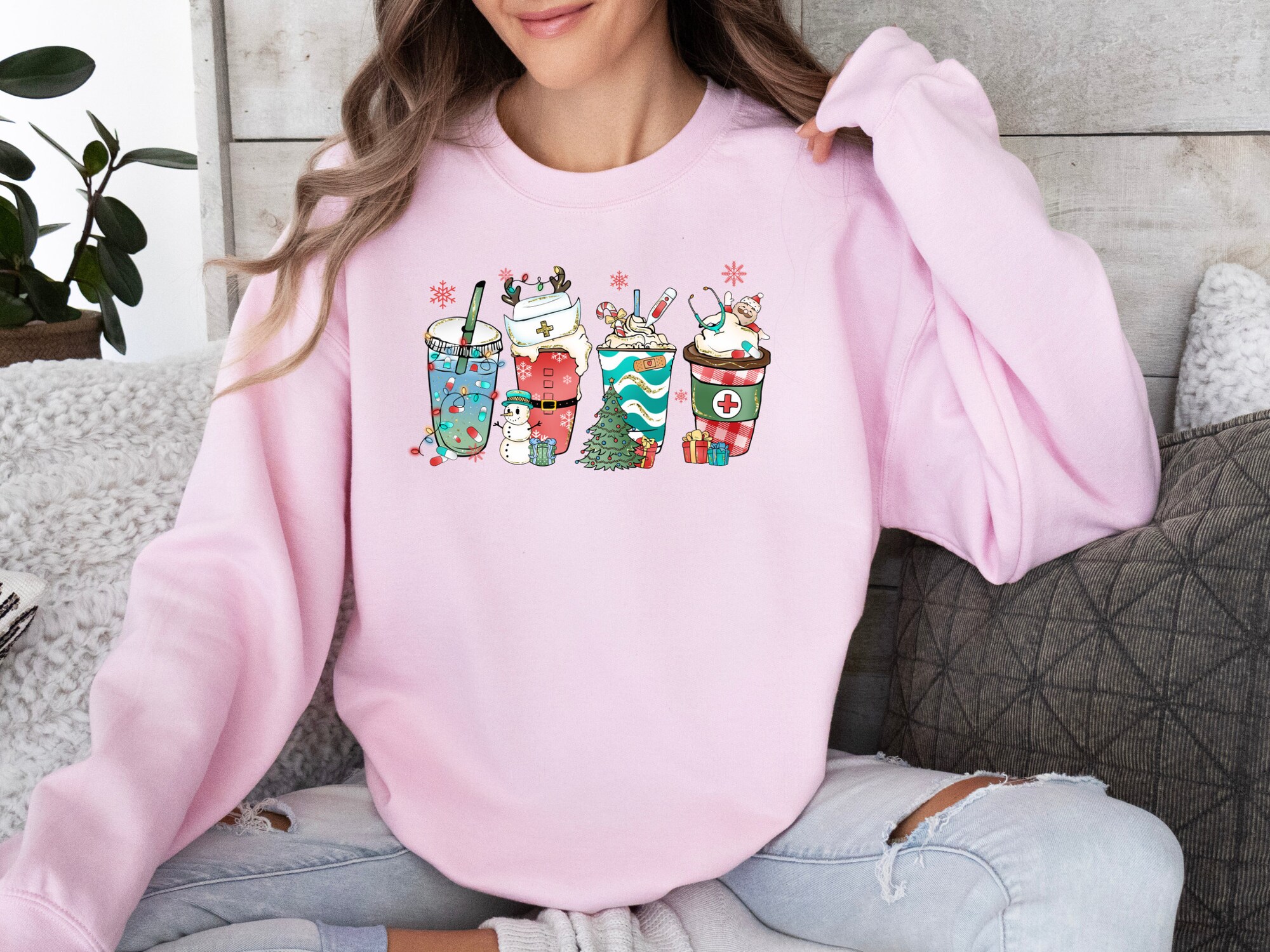 Christmas Nurse Sweatshirt: NICU ER Gift - Coffee Design Tee image 2