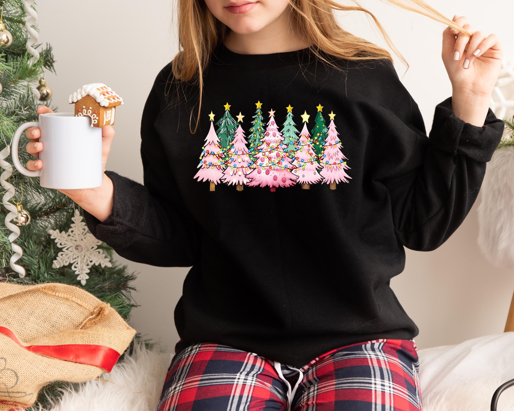 Christmas Tree Sweatshirt | Cake Sweater & Tis The Season Tee image 4