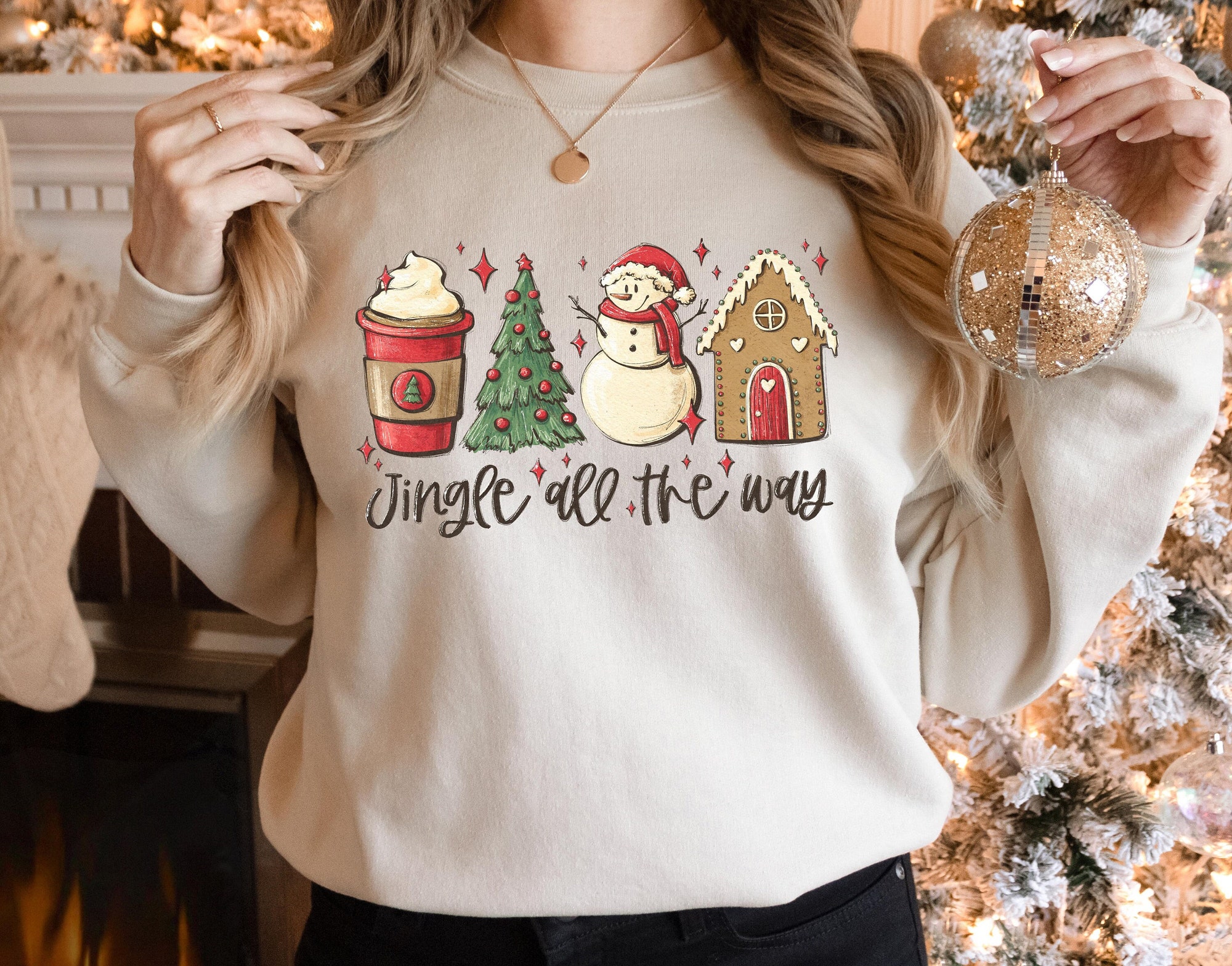 Jingle All The Way Christmas Sweatshirt Tis The Season Tee Merry & Cute image 0