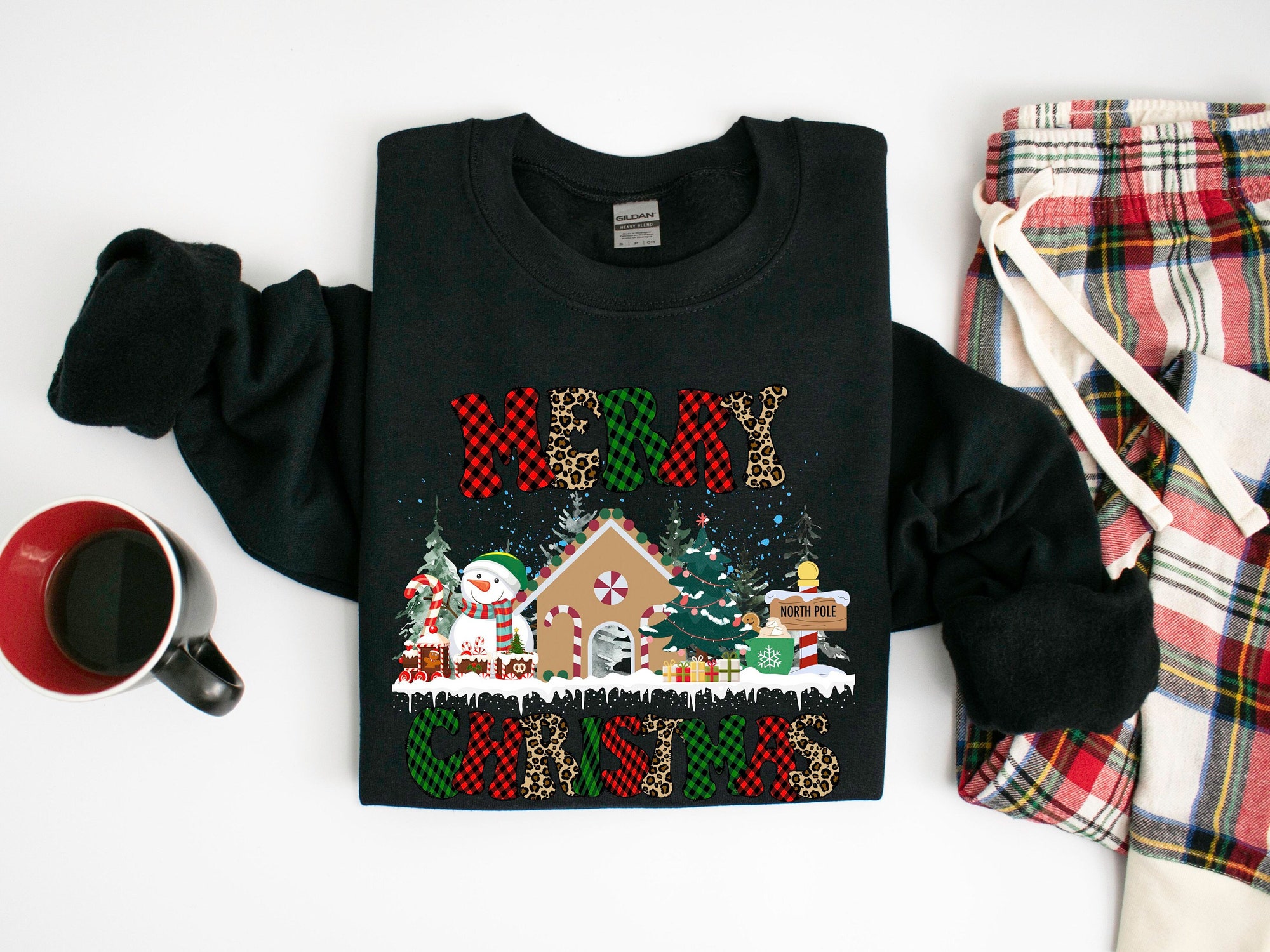 Merry Christmas Sweatshirt | Cute Winter Women's Crewneck Holiday Sweater image 0