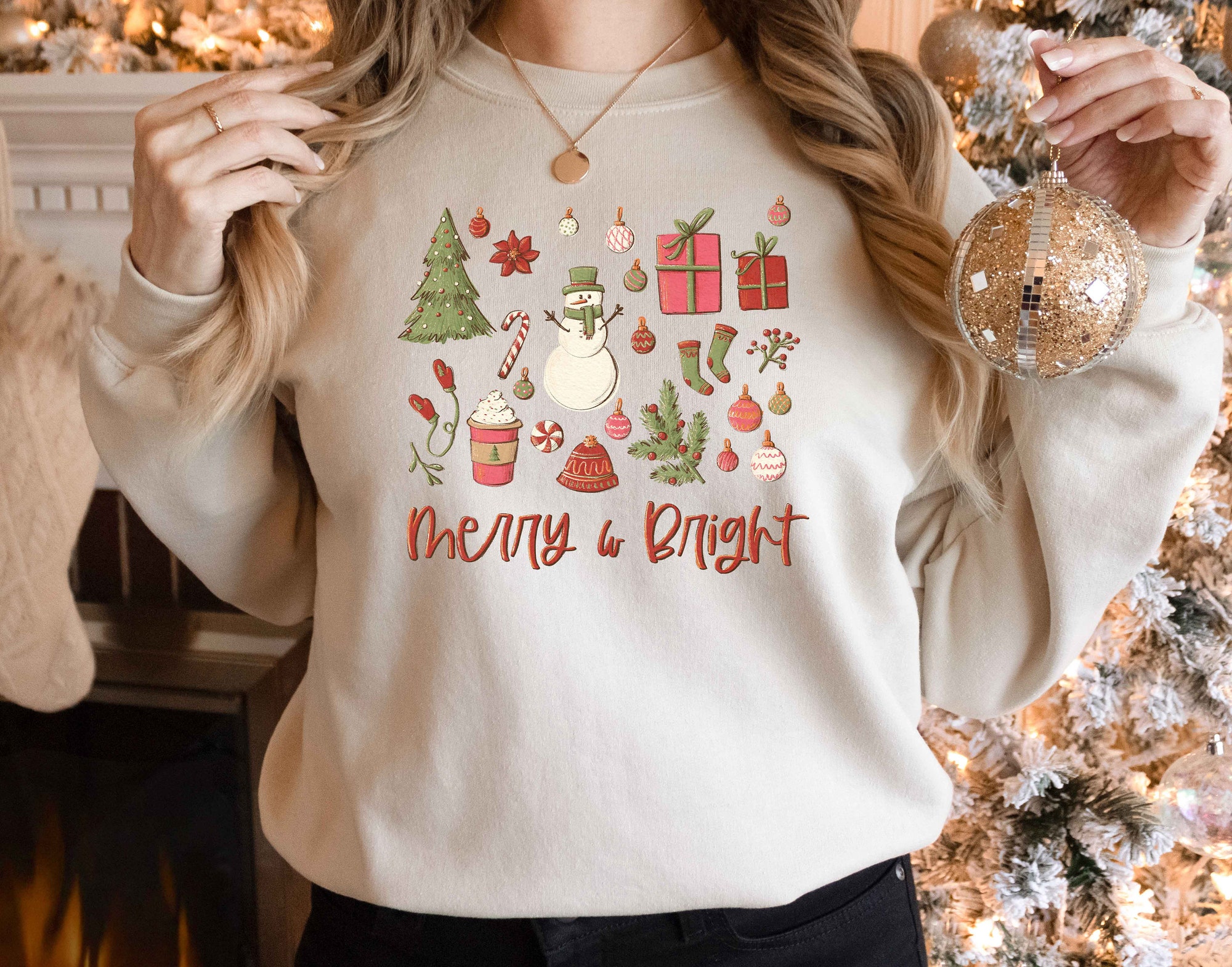 Merry and Bright Sweatshirt | Family Christmas Apparel for Women image 1