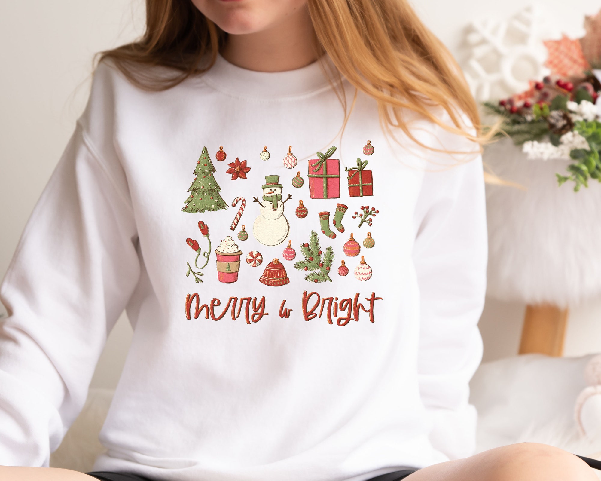 Merry and Bright Sweatshirt | Family Christmas Apparel for Women image 3