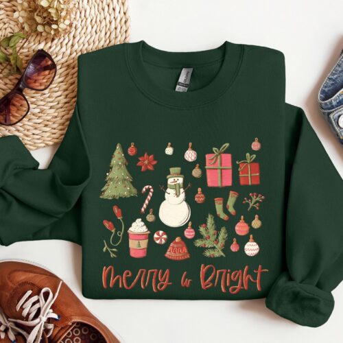 Merry and Bright Sweatshirt | Family Christmas Apparel for Women image 0