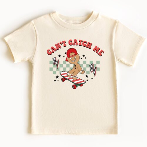 Can't Catch Me Gingerbread Toddler Christmas Shirt - Retro Holiday Gift image 0