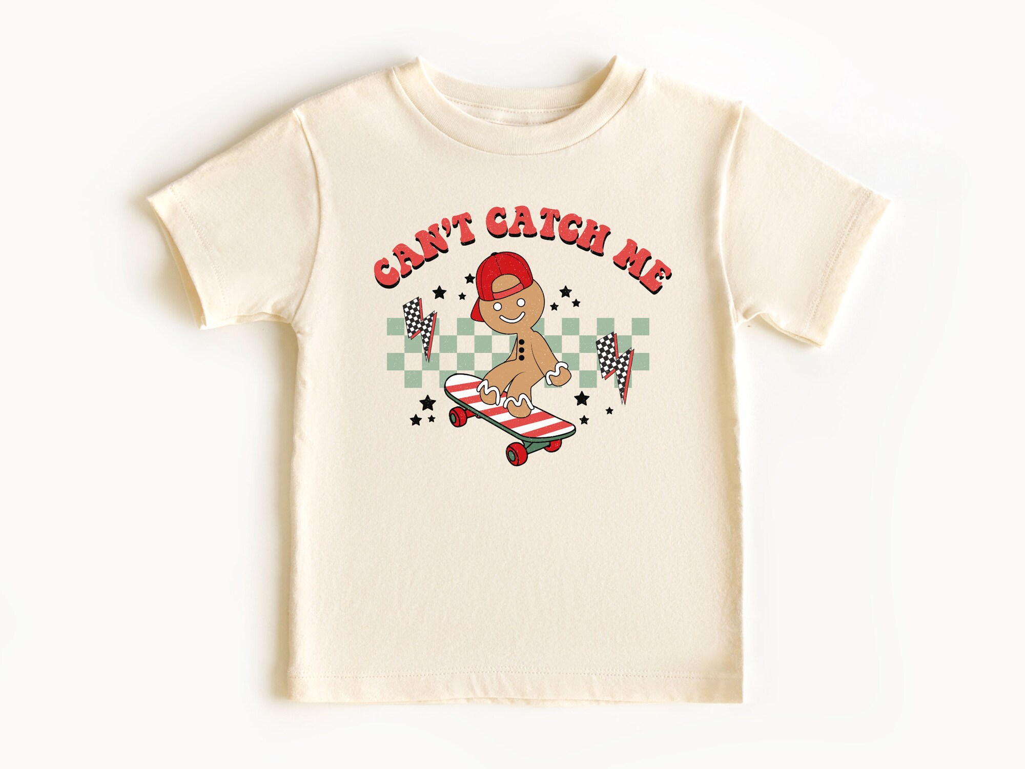 Can't Catch Me Gingerbread Toddler Christmas Shirt - Retro Holiday Gift image 0