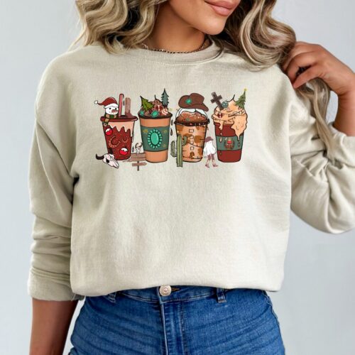 "Country Christmas Sweatshirt - Cute Western Holiday Cow Shirt" image 0