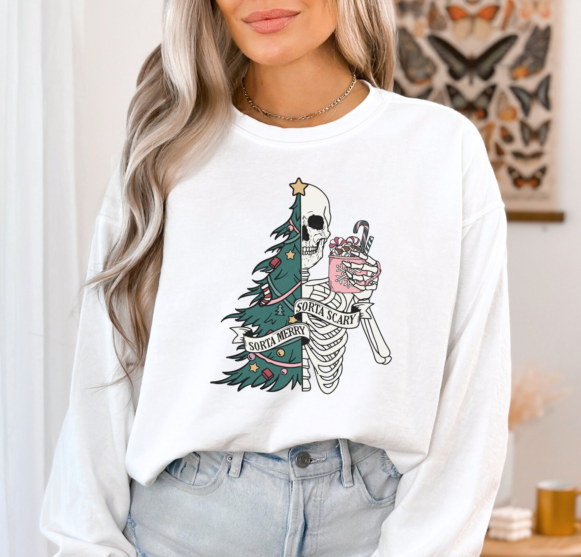 "Merry & Scary Skeleton Sweatshirt: Funny Christmas Wear image 3