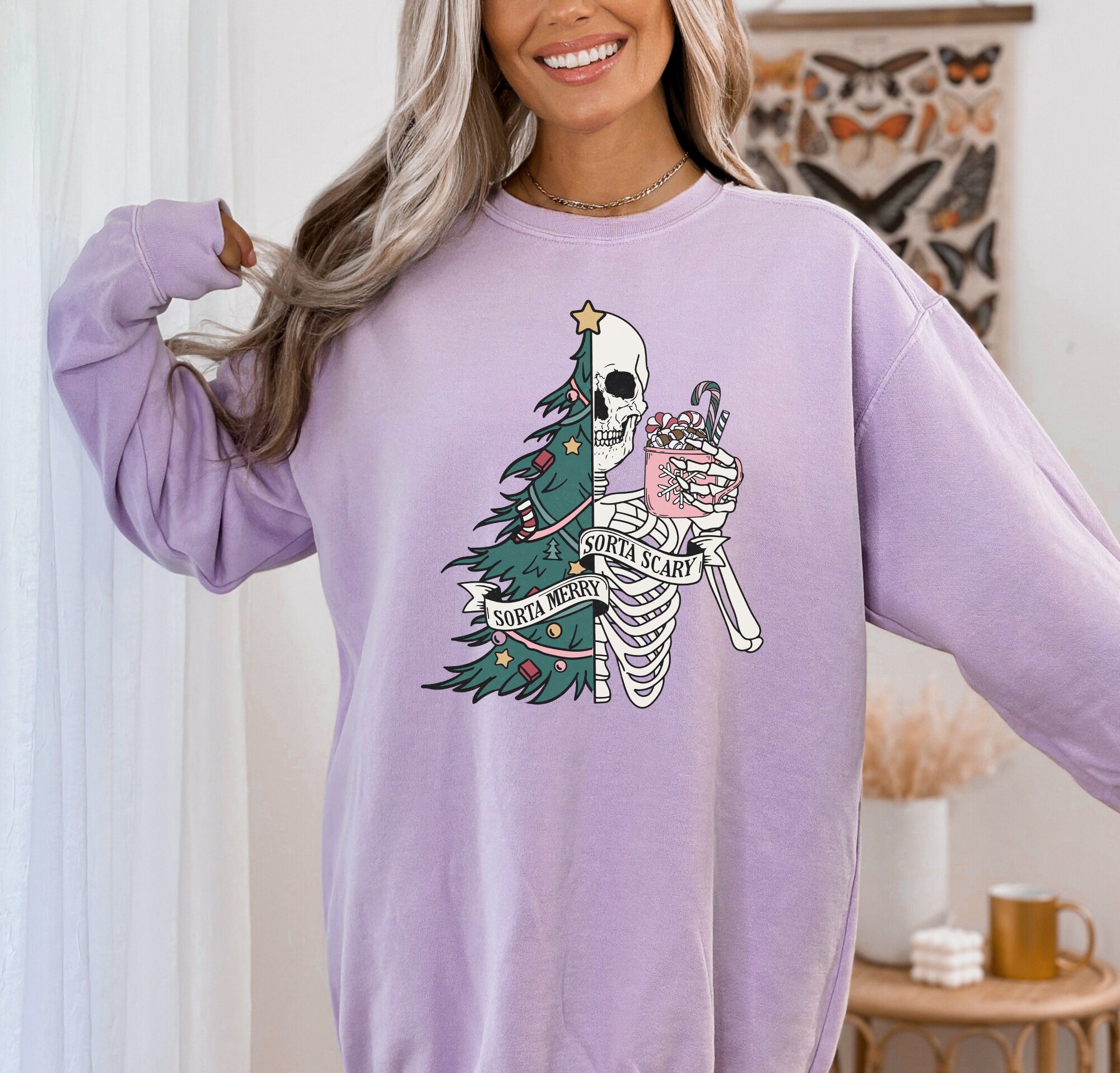 "Merry & Scary Skeleton Sweatshirt: Funny Christmas Wear image 5