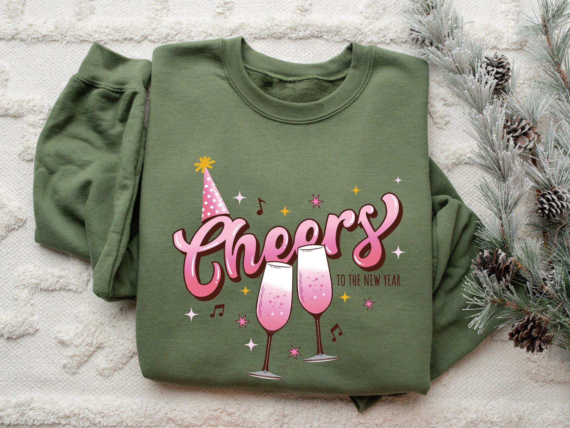 Cheers To The New Year Sweatshirt 2024 Happy New Year Shirt New Years Christmas image 2