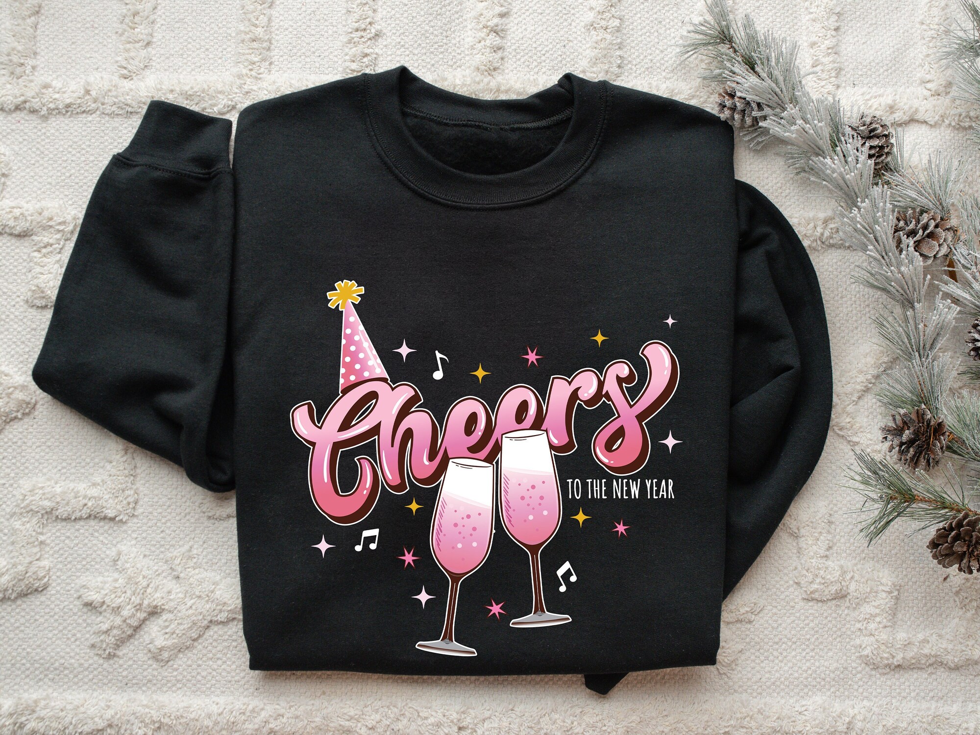 Cheers To The New Year Sweatshirt 2024 Happy New Year Shirt New Years Christmas image 0