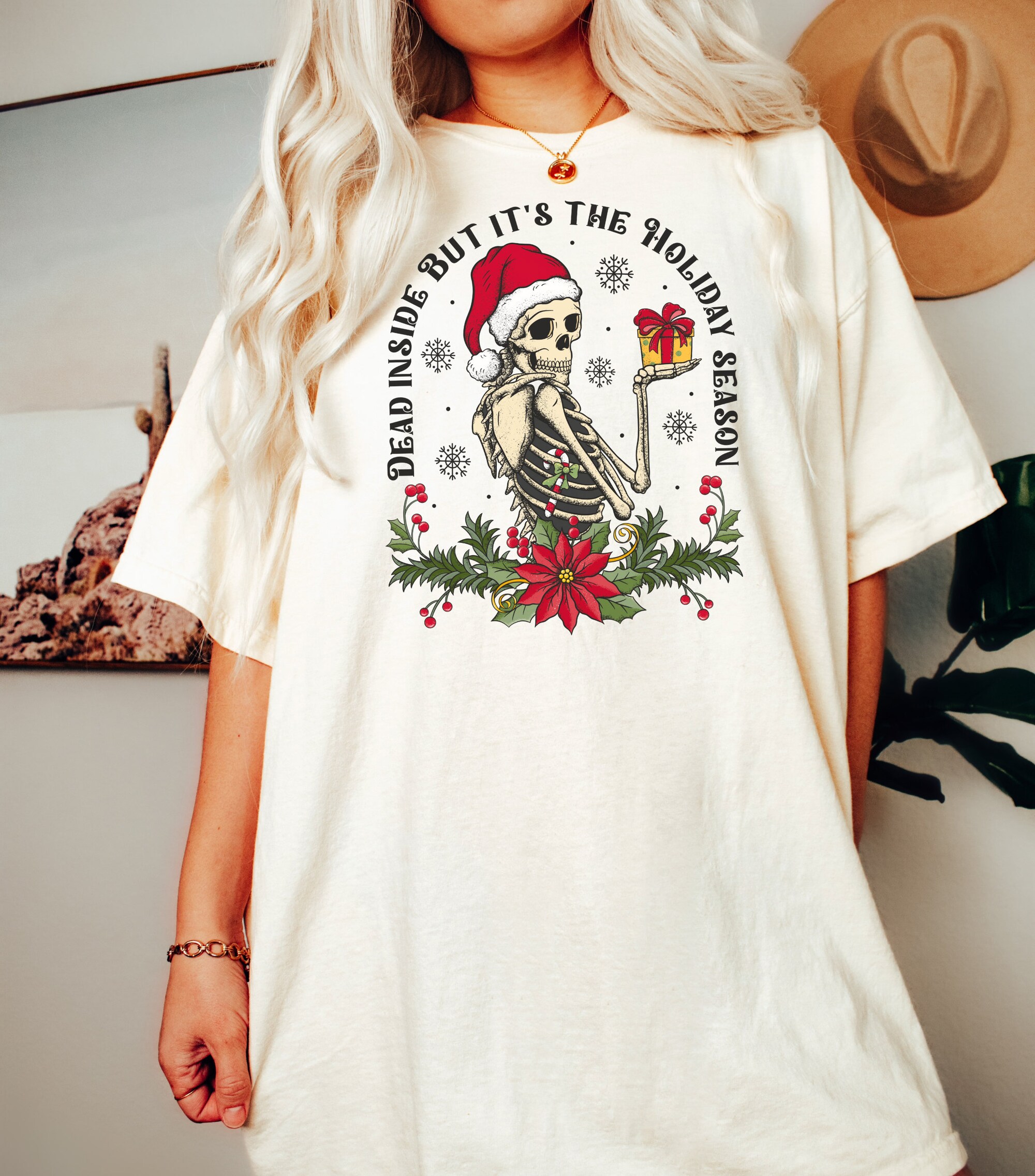 Dead Inside But It's The Holiday Season Christmas Shirt image 3