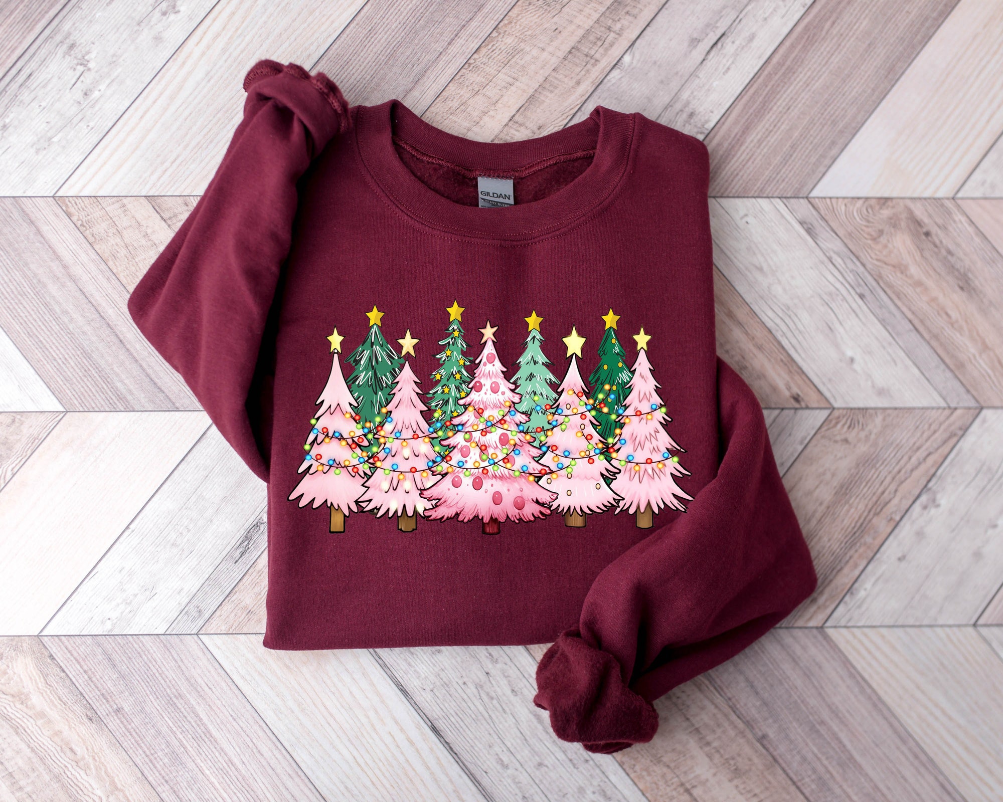 Christmas Tree Sweatshirt | Cake Sweater & Tis The Season Tee image 1