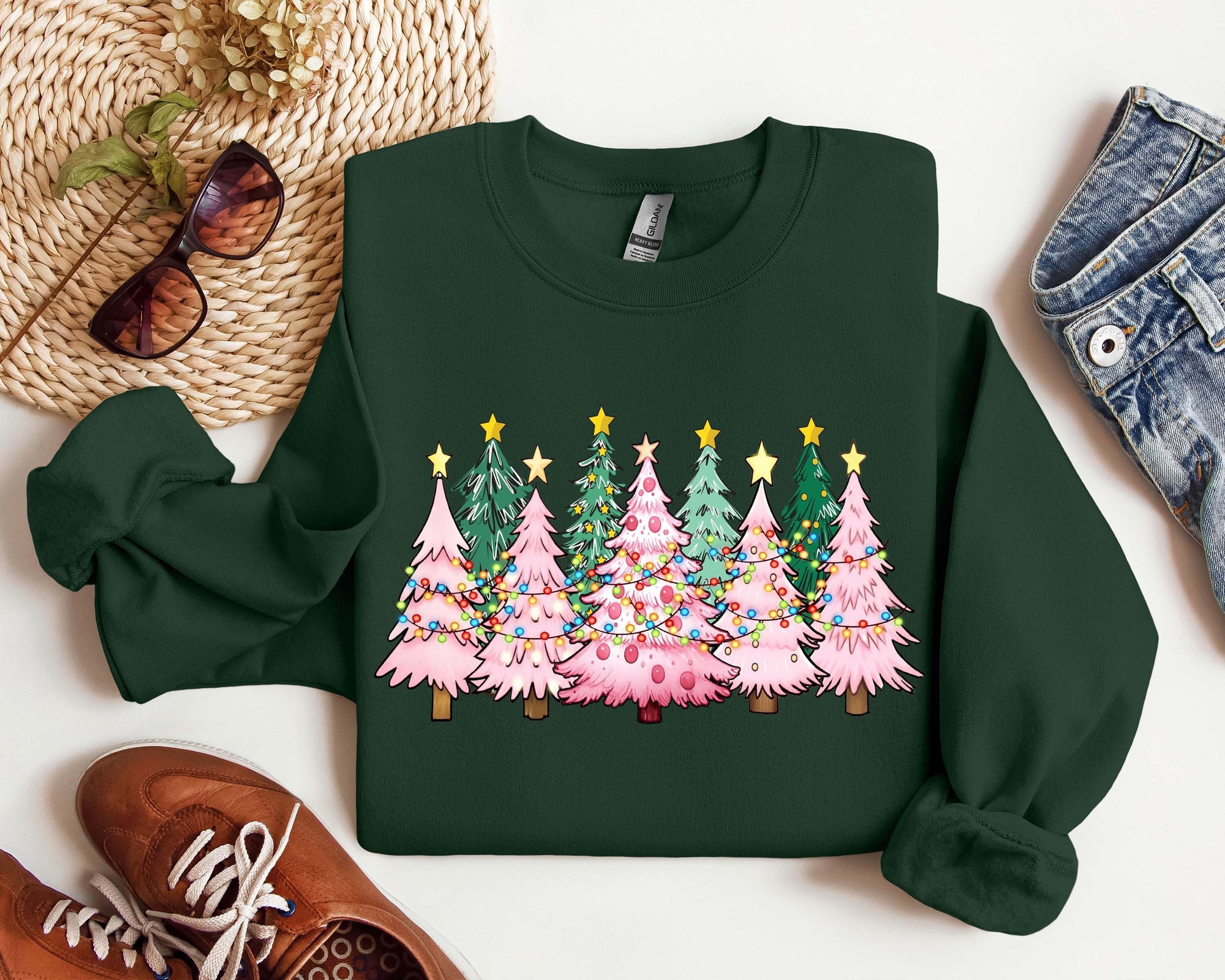 Christmas Tree Sweatshirt | Cake Sweater & Tis The Season Tee image 0