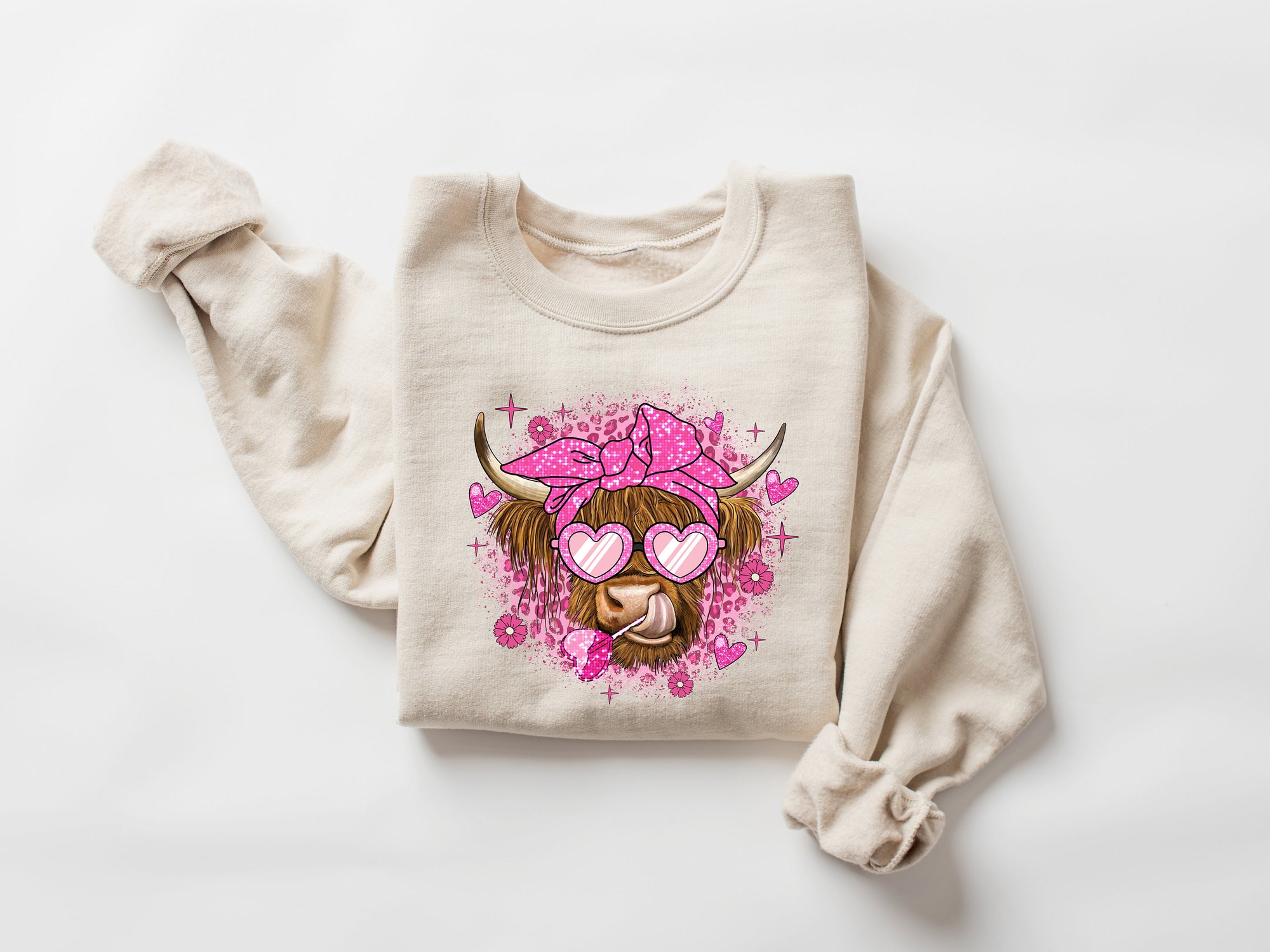 Cow Pink Bandana Sweatshirt Christmas Hoodie image 1