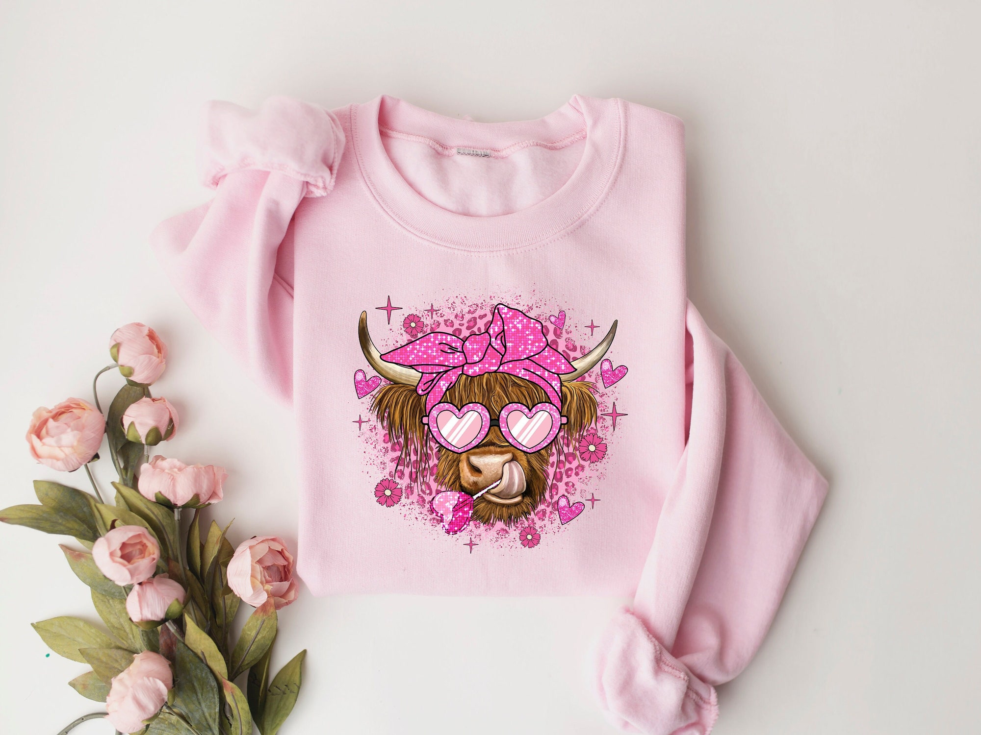Cow Pink Bandana Sweatshirt Christmas Hoodie image 0