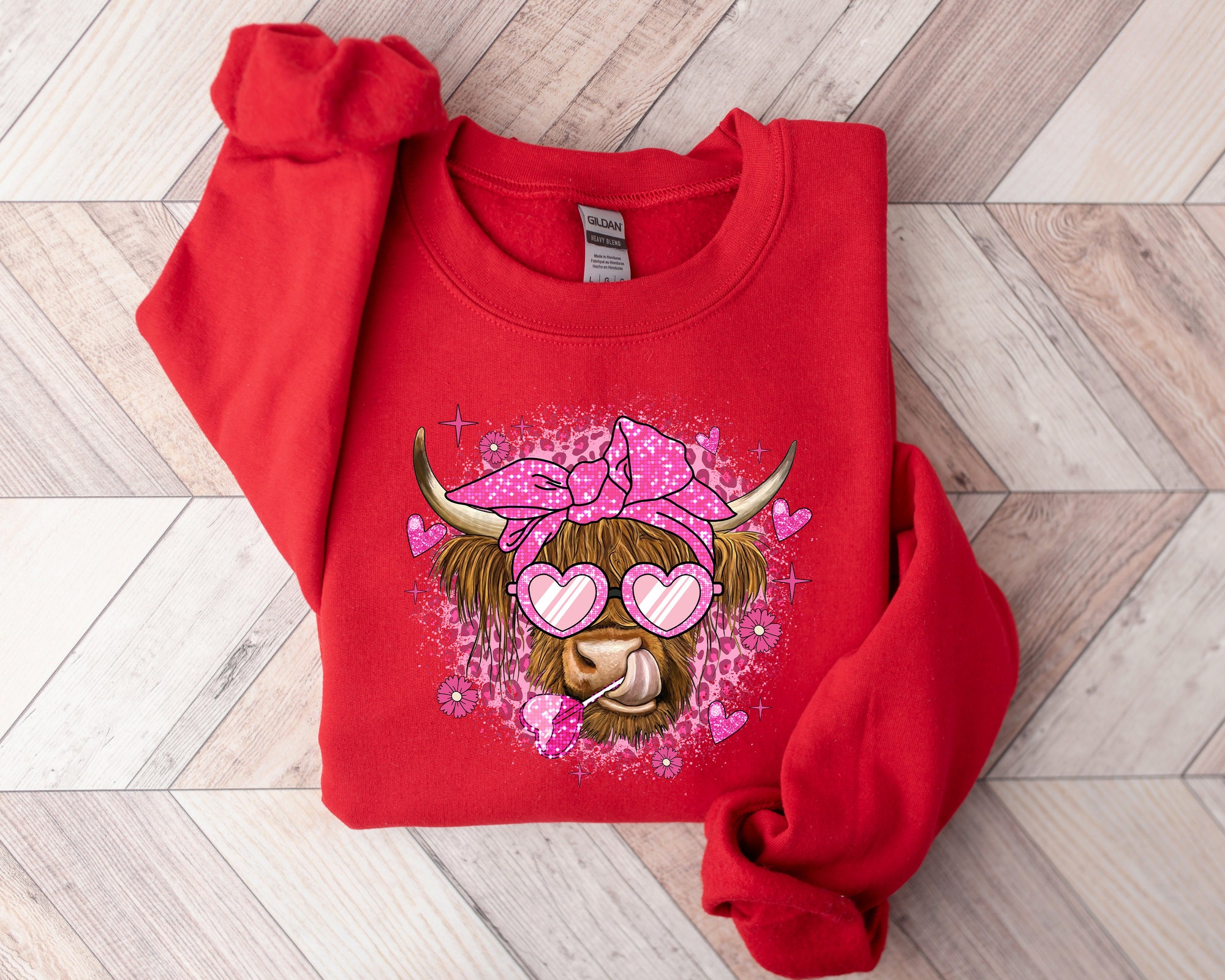 Cow Pink Bandana Sweatshirt Christmas Hoodie image 4