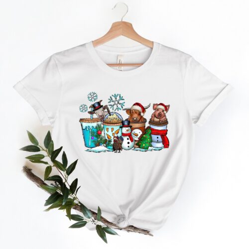 Christmas Cow Tee: Merry Heifers & Highland Farm Animal Lover Shirt image 0