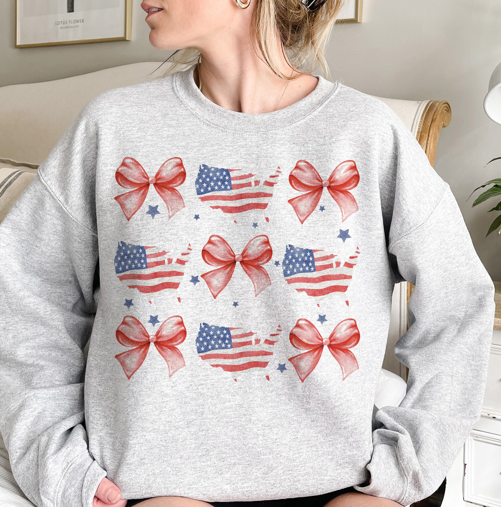 Coquette American Flag Shirt Coquette Bow 4th of July T-shirt image 2