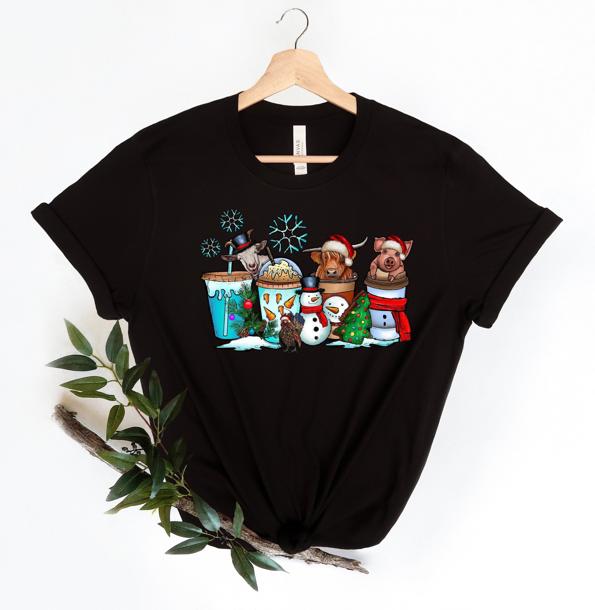 Christmas Cow Tee: Merry Heifers & Highland Farm Animal Lover Shirt image 4