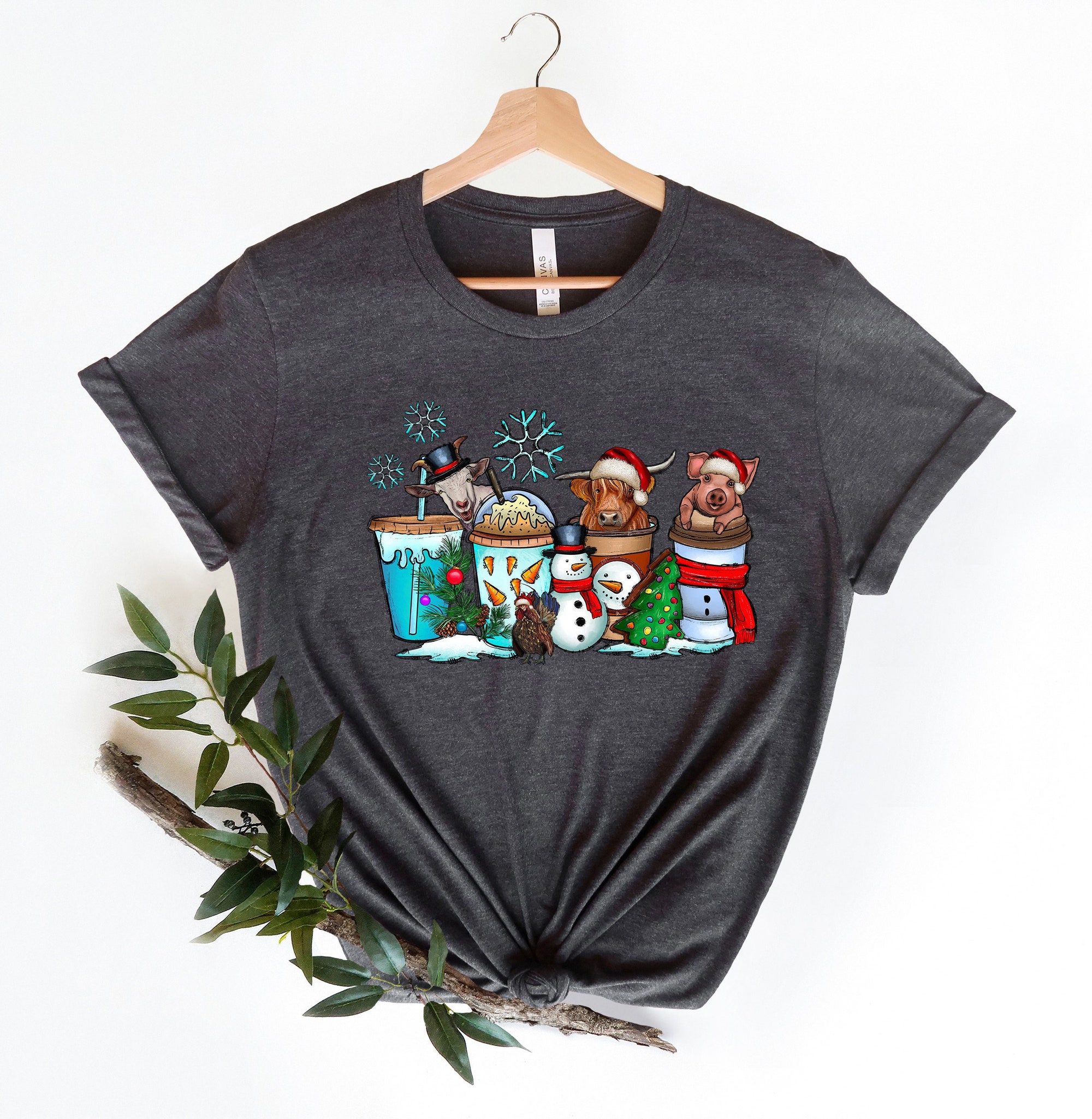 Christmas Cow Tee: Merry Heifers & Highland Farm Animal Lover Shirt image 1