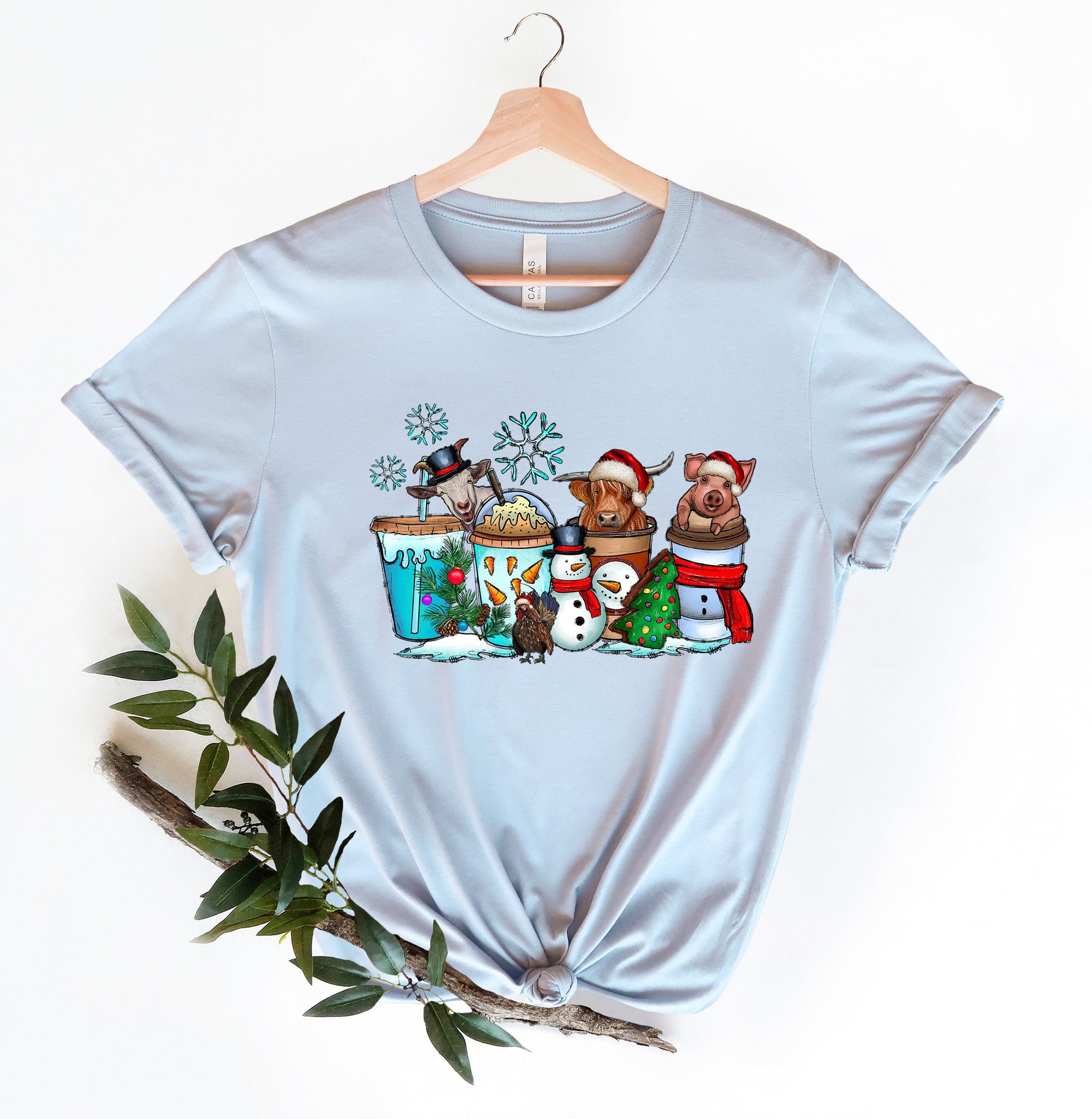 Christmas Cow Tee: Merry Heifers & Highland Farm Animal Lover Shirt image 2