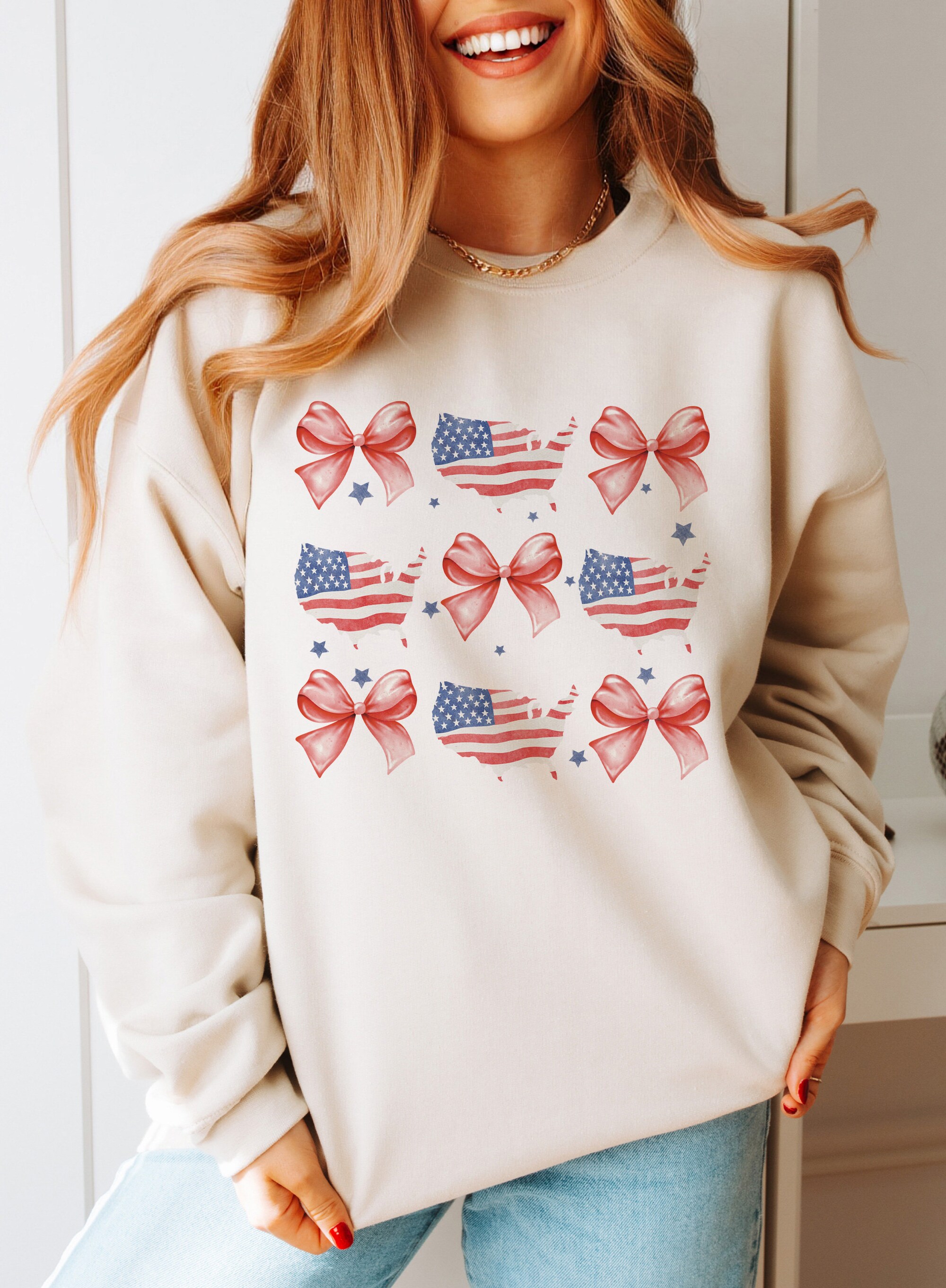 Coquette American Flag Shirt Coquette Bow 4th of July T-shirt image 3