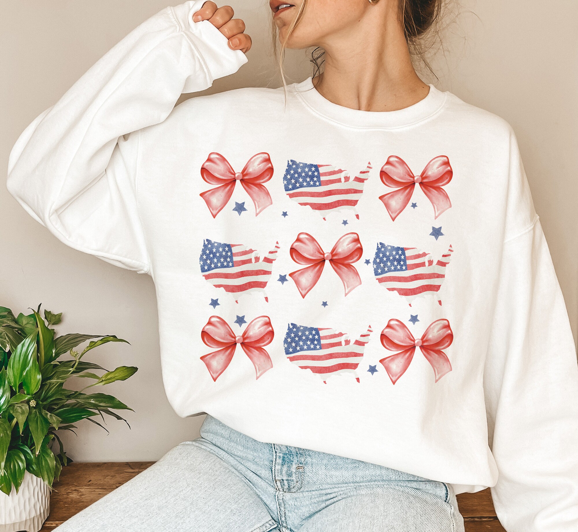 Coquette American Flag Shirt Coquette Bow 4th of July T-shirt image 5