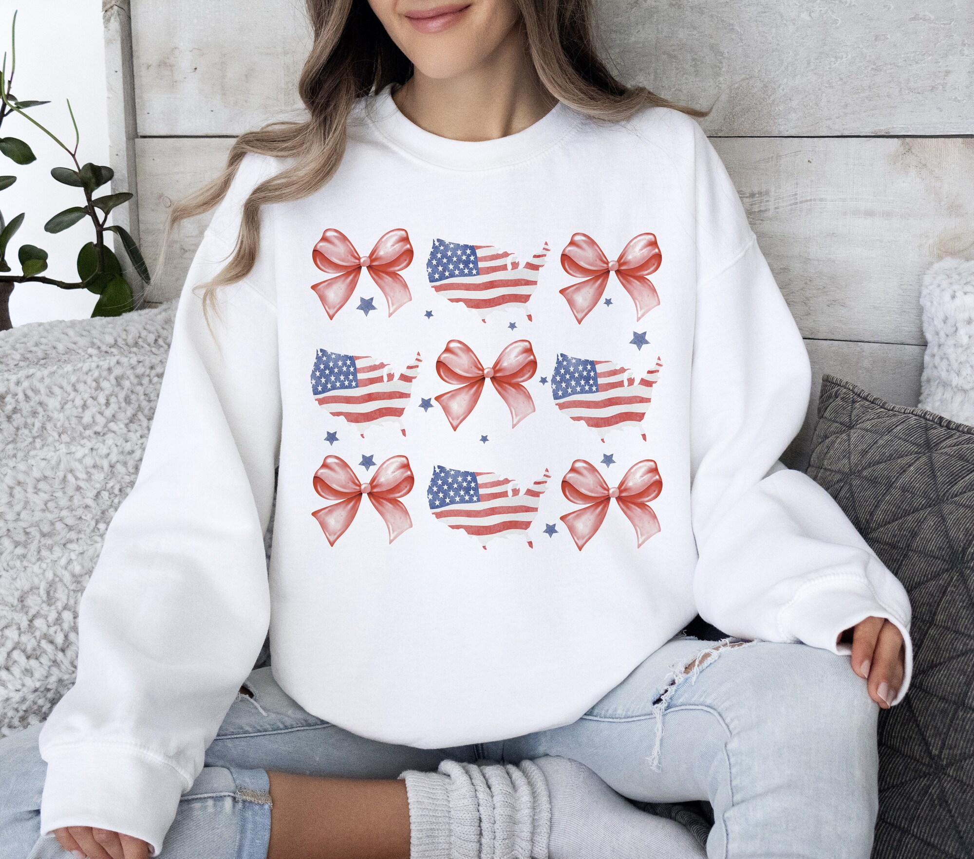 Coquette American Flag Shirt Coquette Bow 4th of July T-shirt image 6