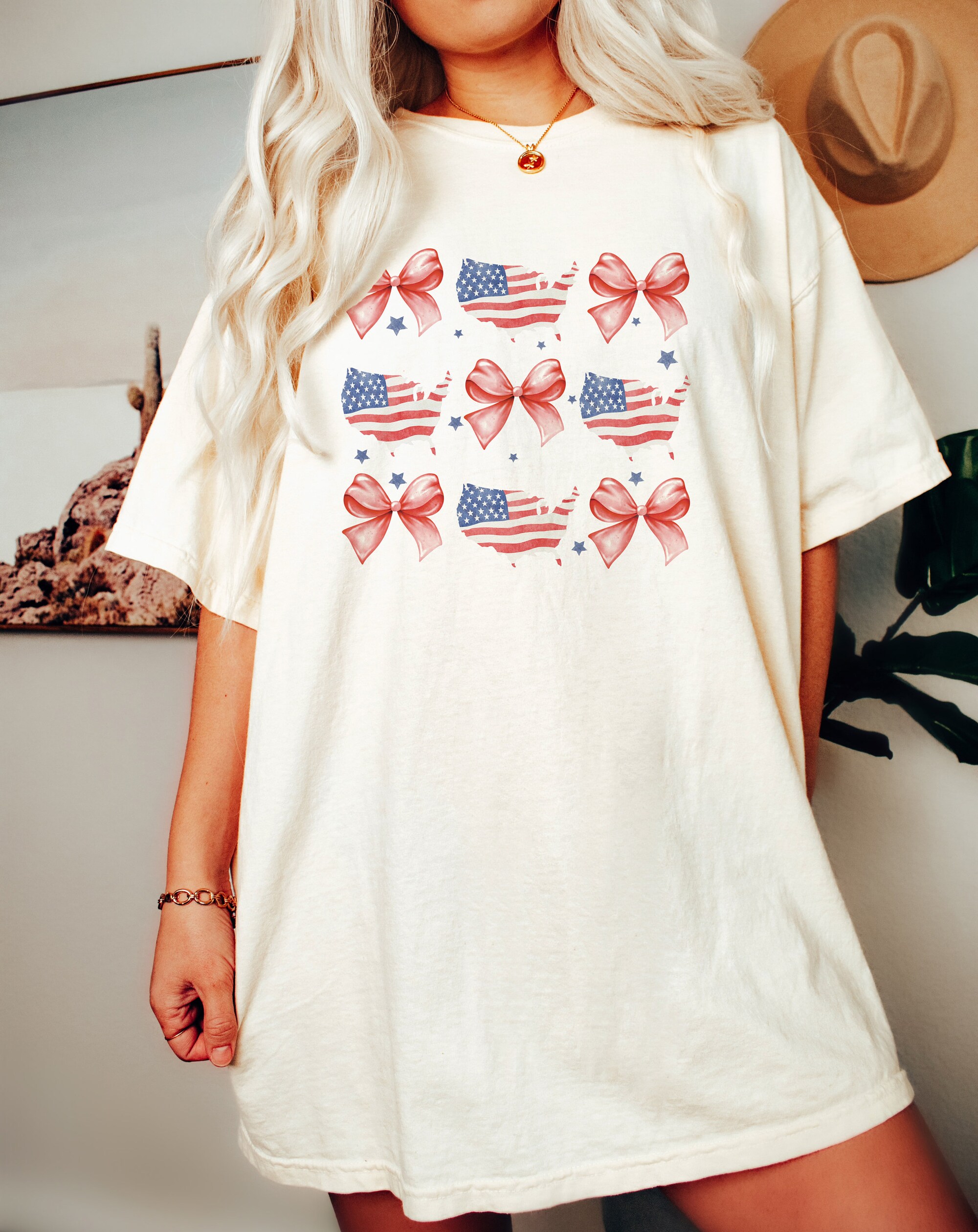 Coquette American Flag Shirt Coquette Bow 4th of July T-shirt image 0