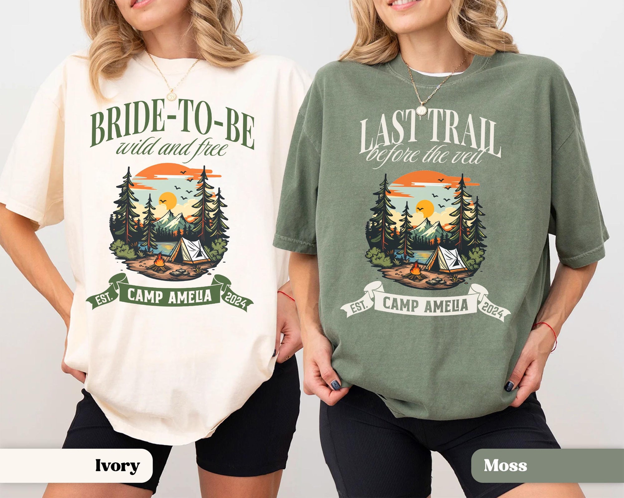 Vintage Camp Bachelorette Tees - Custom Mountain & Hiking Bridal Shirts image 1