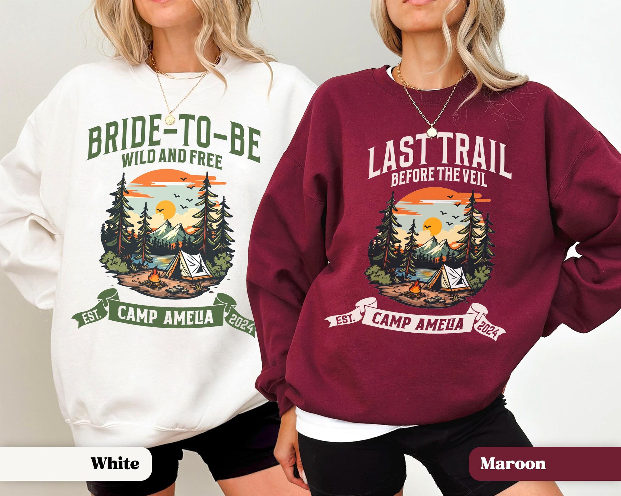 Camping Bachelorette: Custom Sweatshirts for Mountain Bridal Trips image 1