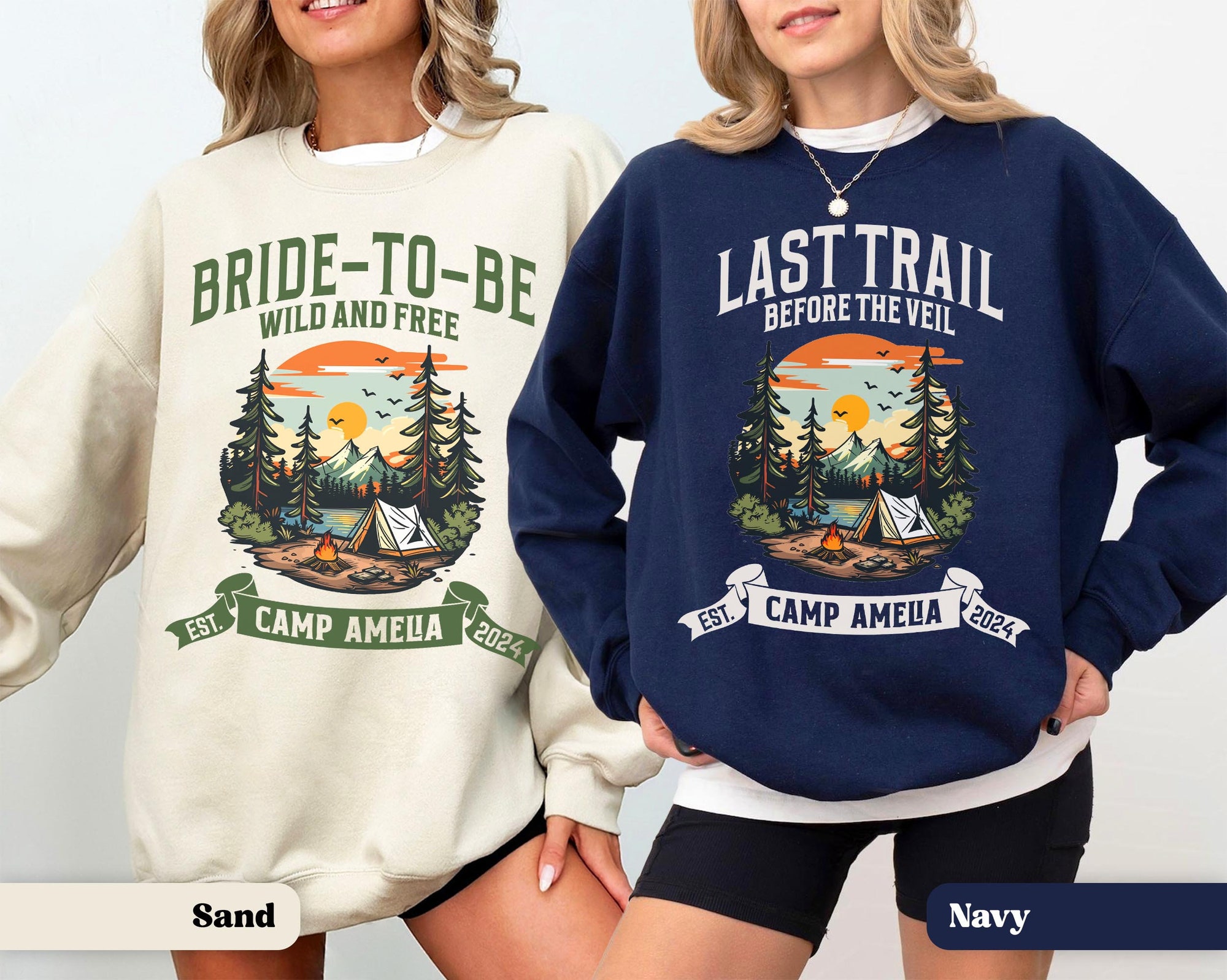 Camping Bachelorette: Custom Sweatshirts for Mountain Bridal Trips image 2