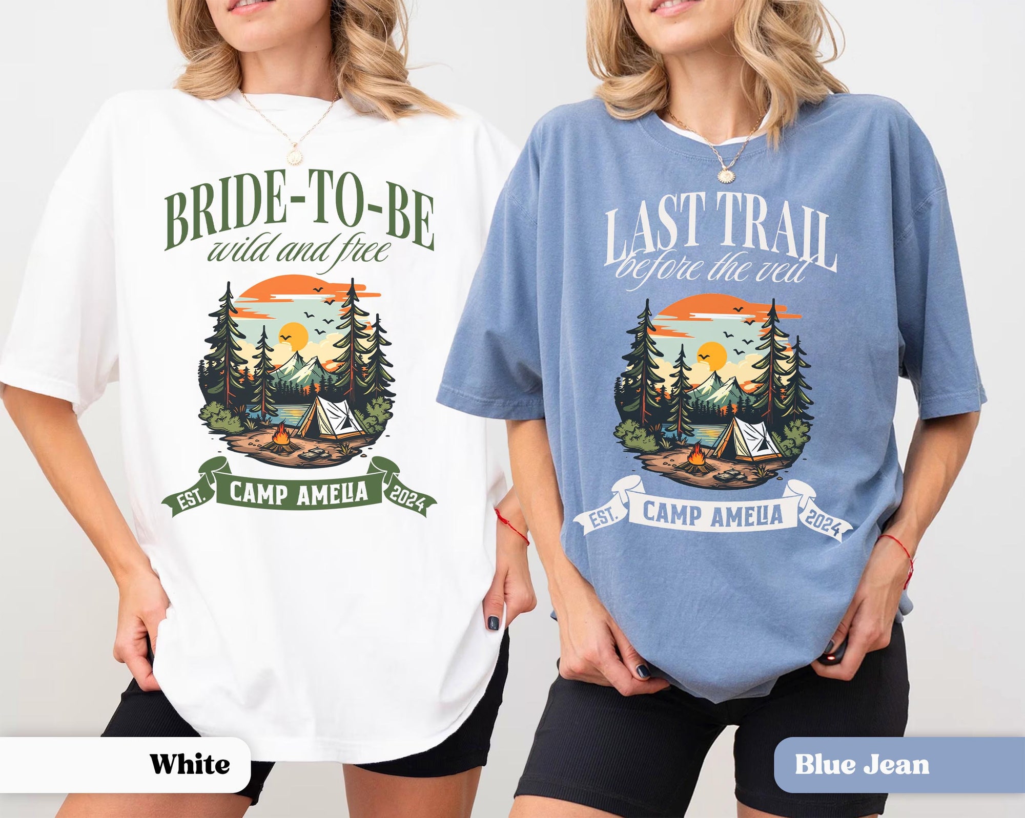 Vintage Camp Bachelorette Tees - Custom Mountain & Hiking Bridal Shirts image 3