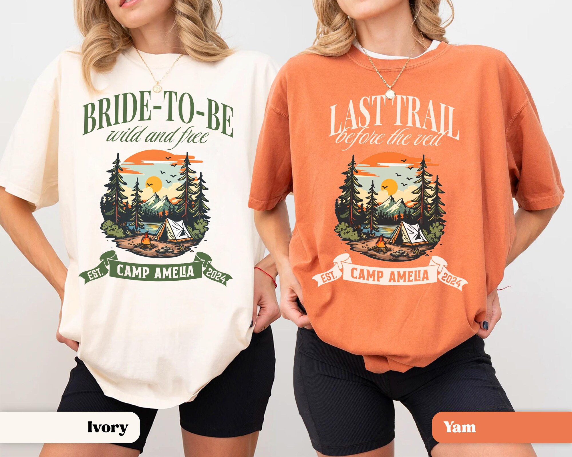 Custom Camp Bachelorette Party Shirt Vintage Camping Bachelorette Tshirt Mountain Bride Tee Camp Themed Bachelorette Hiking Bridal Party image 1