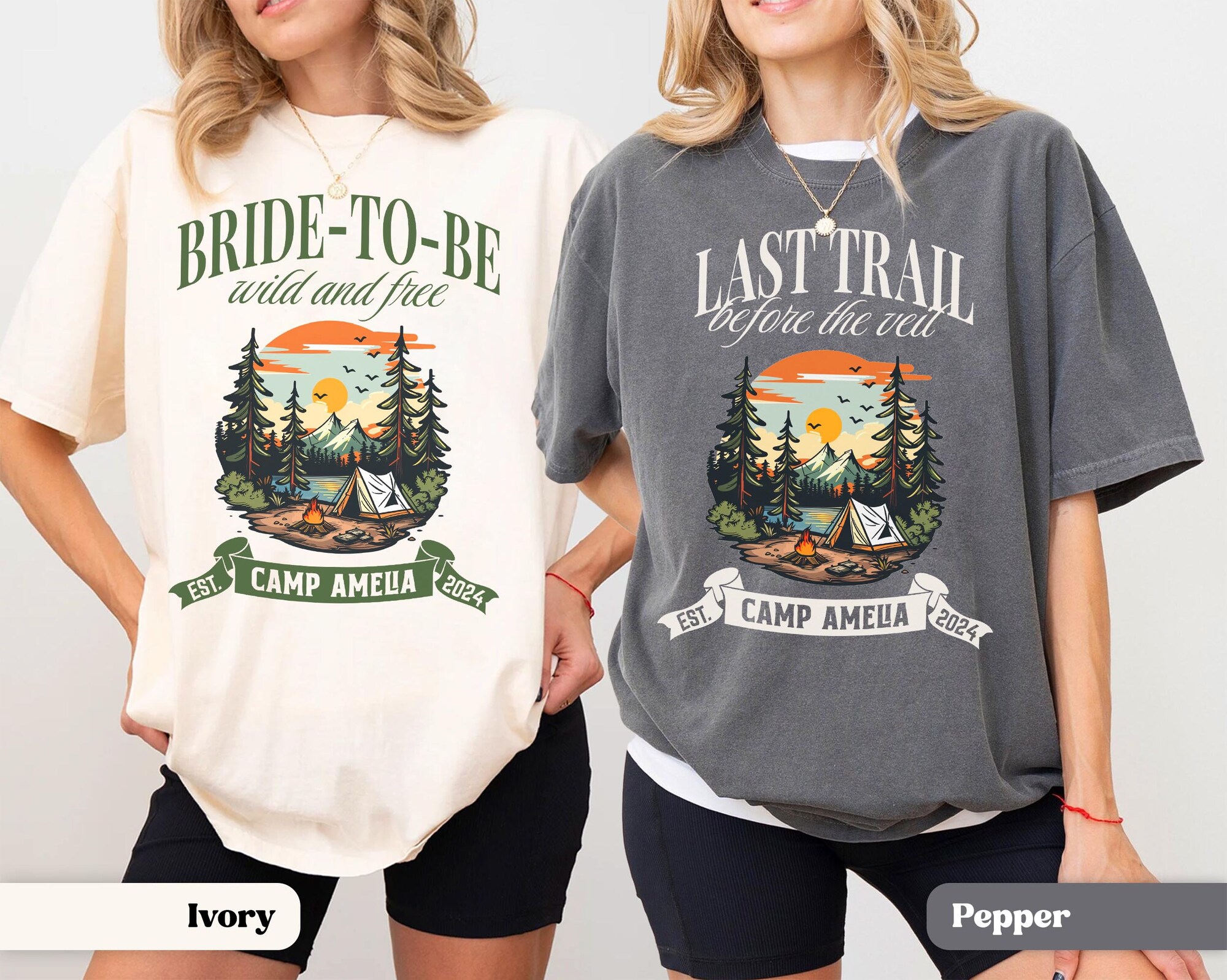 Custom Camp Bachelorette Party Shirt Vintage Camping Bachelorette Tshirt Mountain Bride Tee Camp Themed Bachelorette Hiking Bridal Party image 8