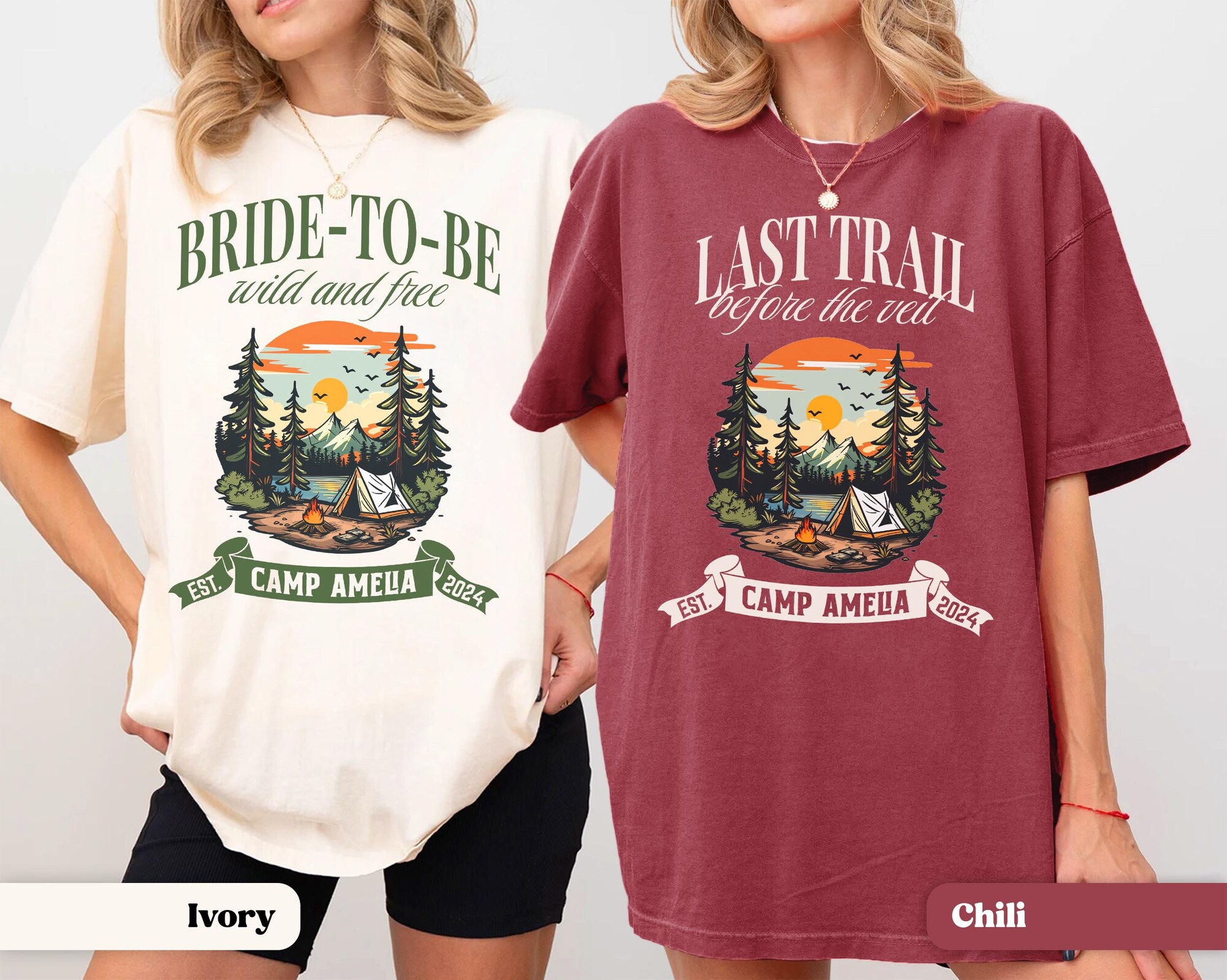 Custom Camp Bachelorette Party Shirt Vintage Camping Bachelorette Tshirt Mountain Bride Tee Camp Themed Bachelorette Hiking Bridal Party image 9