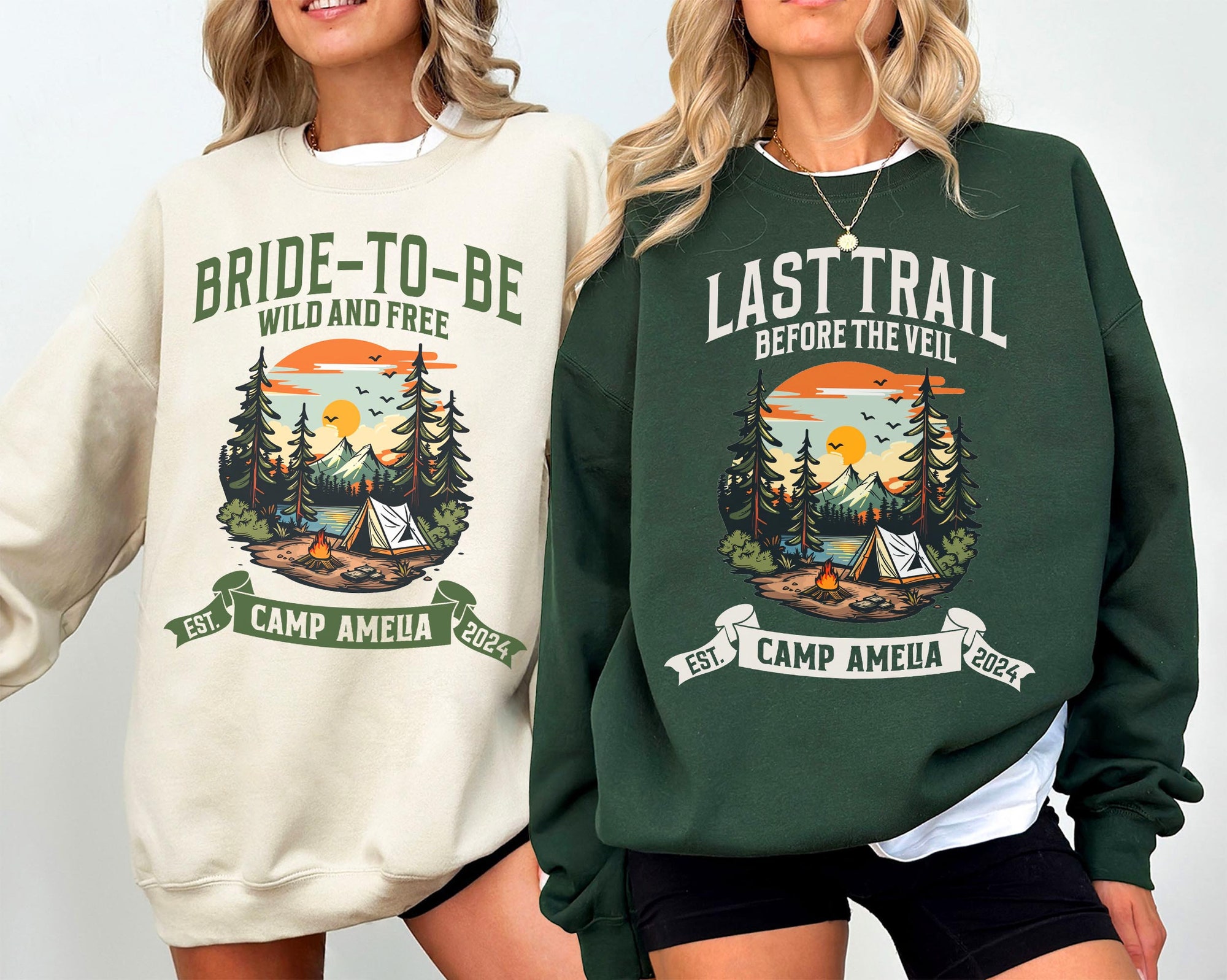 Camping Bachelorette: Custom Sweatshirts for Mountain Bridal Trips image 0