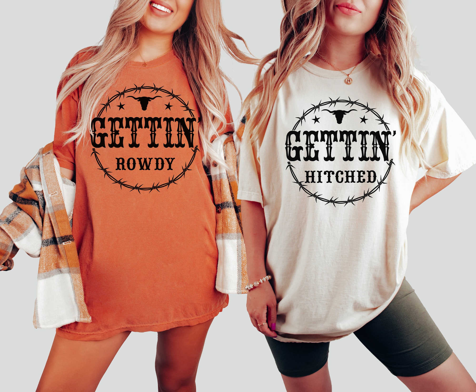 Western Bachelorette Tees: Getting Hitched & Rowdy Team Bride Gifts image 1